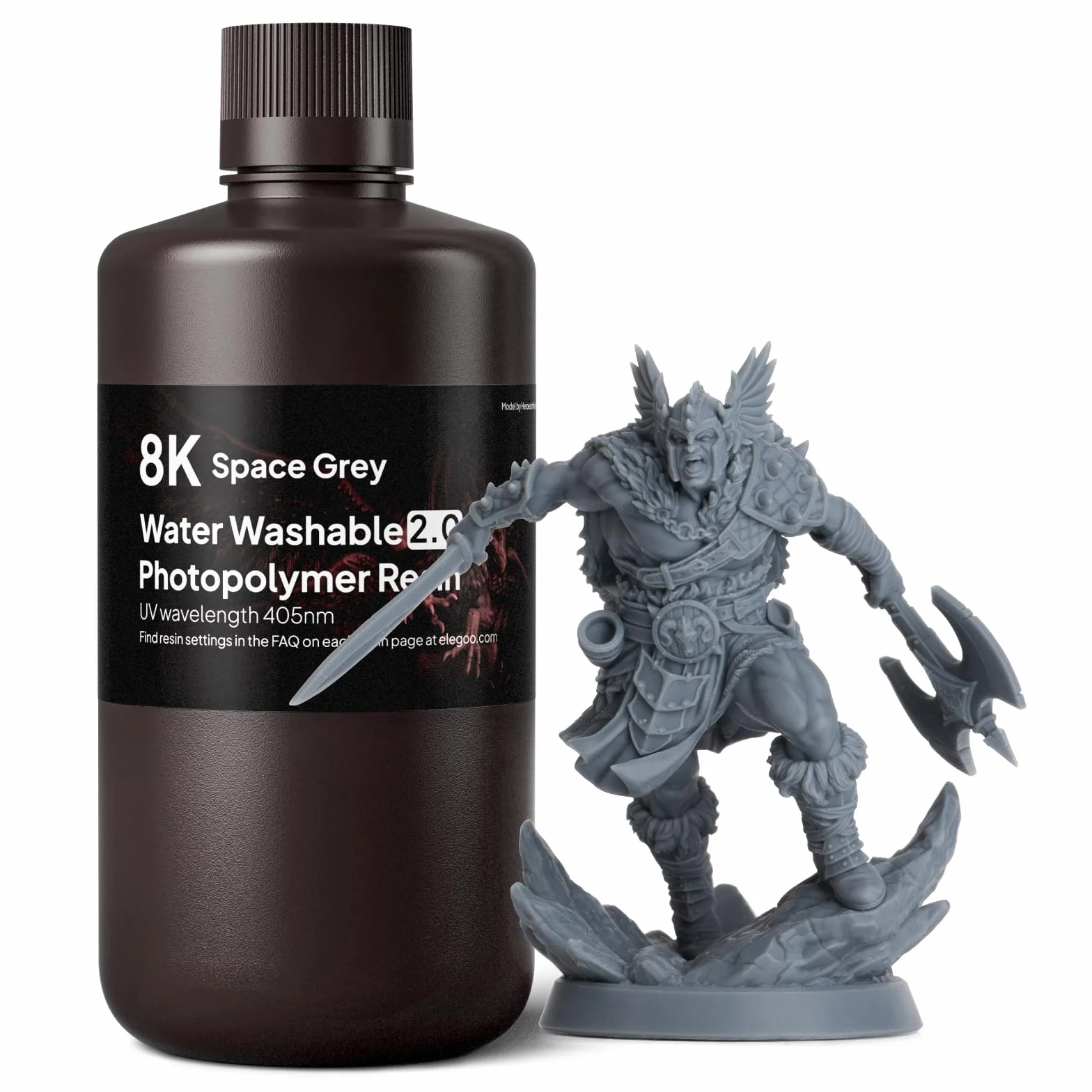 ELEGOO Żywica 8K 405 nm zmywalna woda do drukarki 3D szara kosmiczna 2,0 1 kg