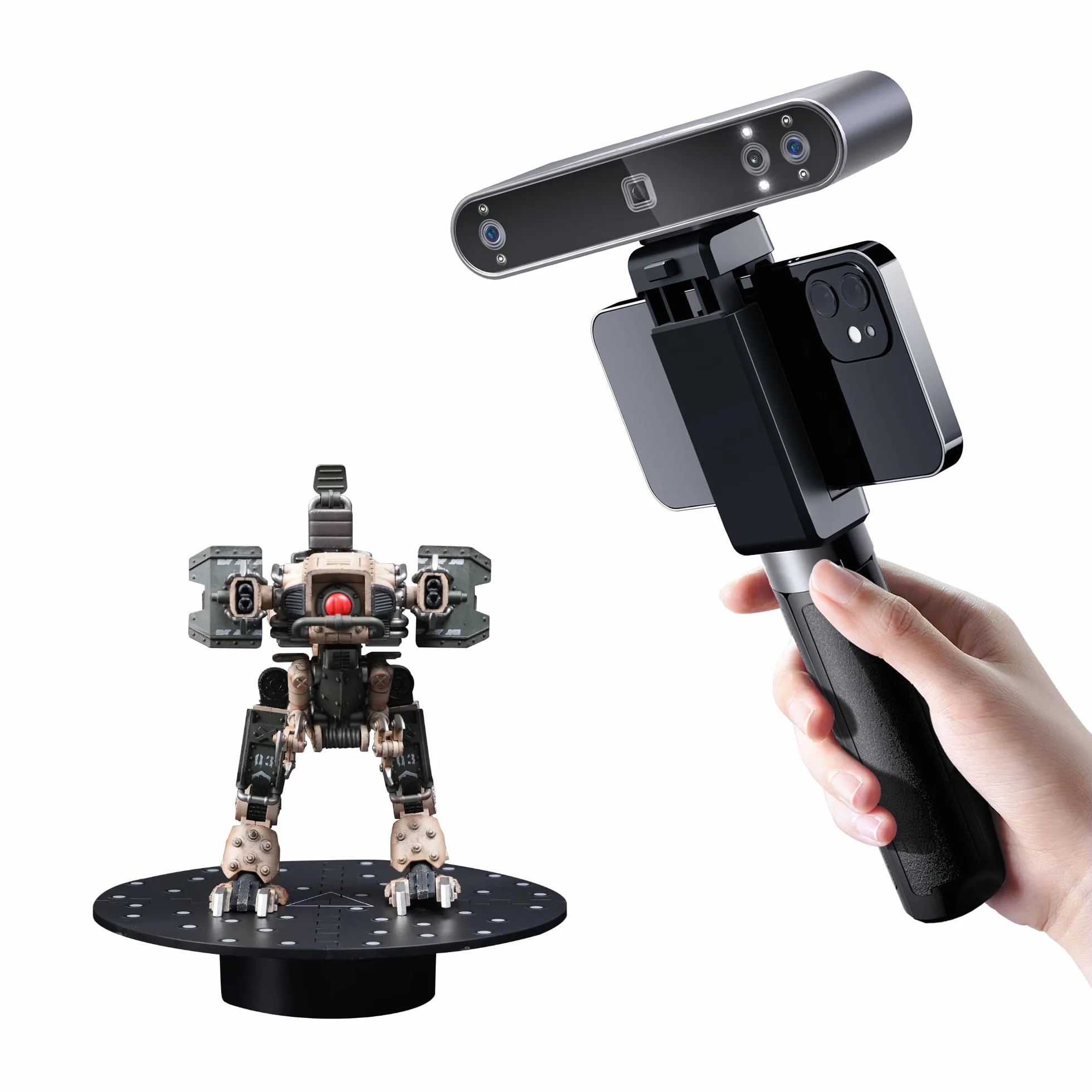Revopoint POP 3 Plus 3D Scanner for 3D Printing, Portable 3D Model Scanner Up to 18FPS Scanning Speed with 0.04mm High Precision, Full-Color Scan for Medium Object, STANDARD