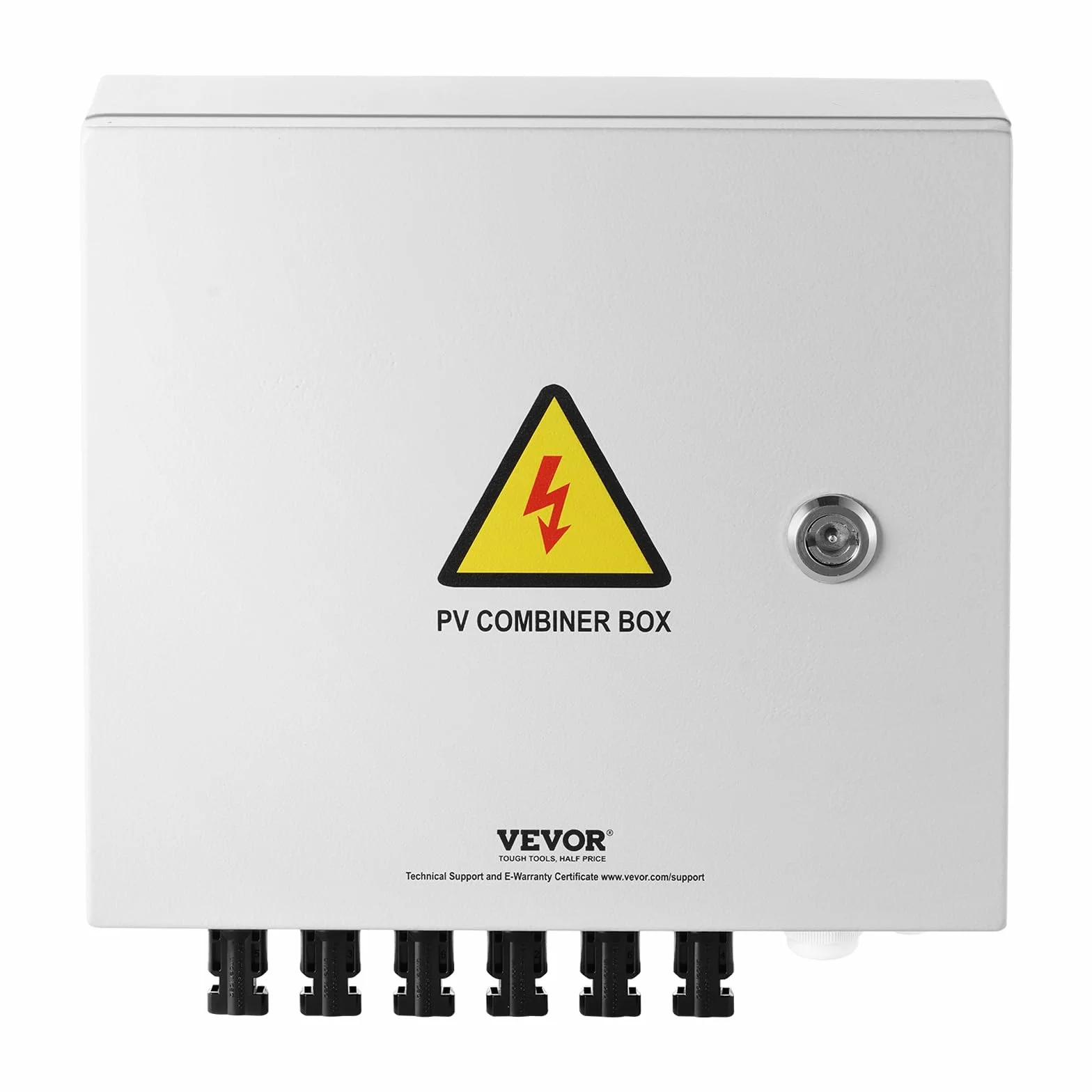 VEVOR PV 6-strunowa skrzynka łącznika solarnego 15A bezpiecznik 125A wyłącznik mocy odgromnik przyłącze solarne stalowa obudowa do paneli słonecznych