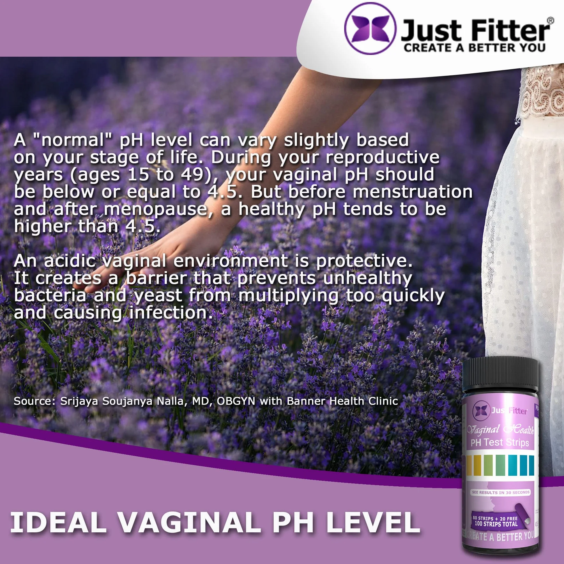 Just Fitter Testy pH alnego. Paski testowe do równowagi pH dla kobiet. Ten test pH pochwy pomaga wykryć BV bakteryjną pochwę lub infekcję pochwy. Damski pasek testowy pH, obowiązkowy dla kobiet równowagi pH