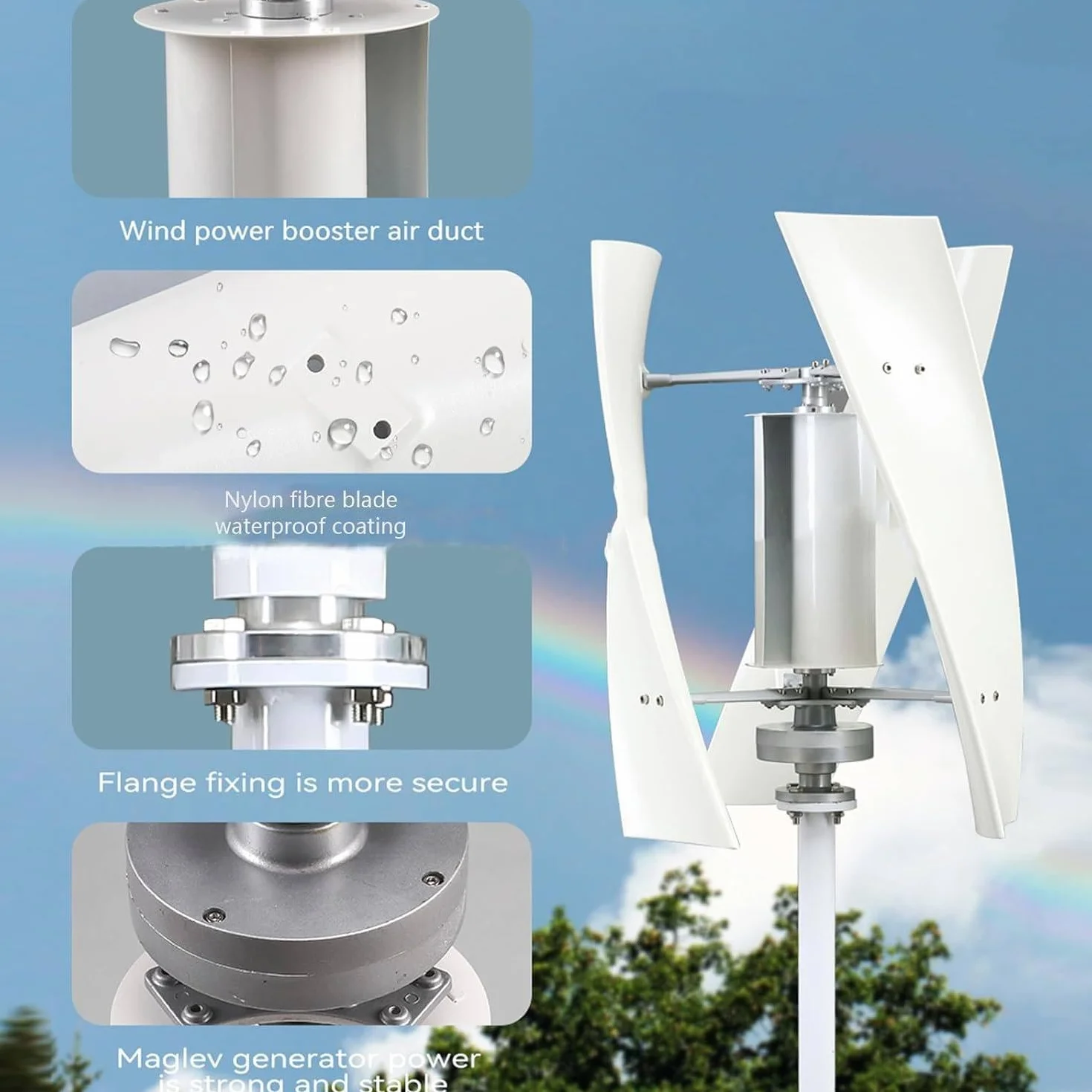 Zestaw generatora turbiny wiatrowej 5000 W, 12 V 24 V 48 V 220 V przenośny pionowy zestaw generatora turbiny wiatrowej, 3-łopatkowy zestaw generatora wiatrowego z regulatorem ładowania,48V