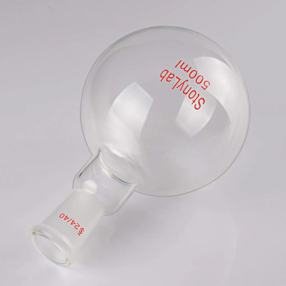 StonyLab 500ml Glas Einhals Flachboden Kochflasche mit 24/40 Standard Taper Outer Joint