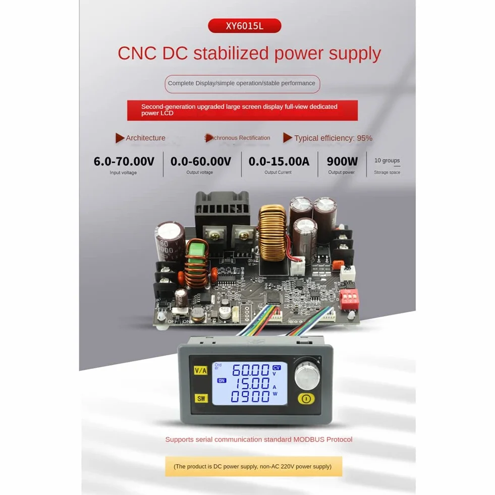 XY6015L 0-60V 15A 900W DC DC Converter Moduł Zasilania CC CV Regulowany Regulowany Zasilacz Laboratoryjny