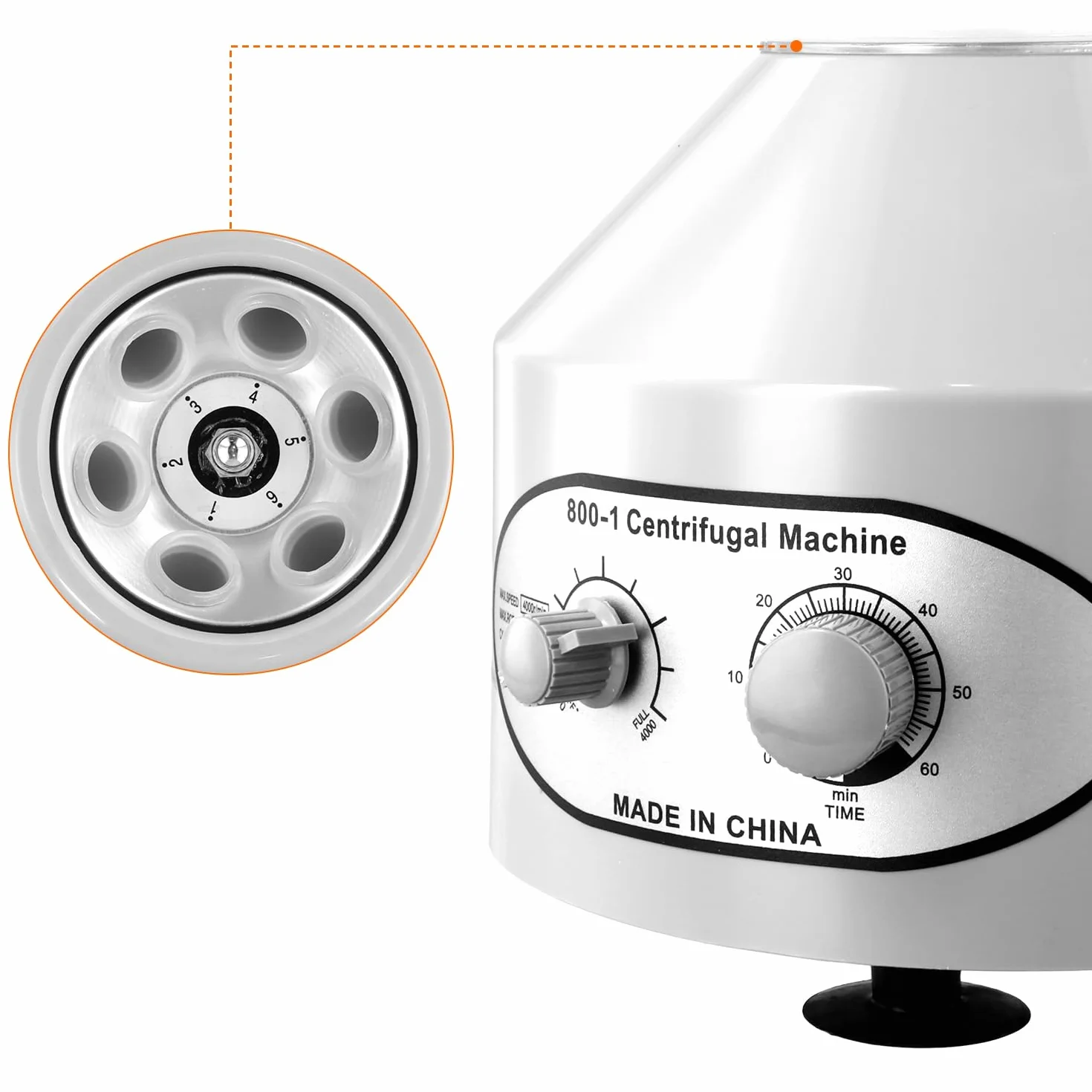 QWORK® Wirówka laboratoryjna stołowa z 20 ml x 6 rurkami, regulacja prędkości 4000 obr./min, timer 0-60 minut, do badań naukowych i laboratoryjnych