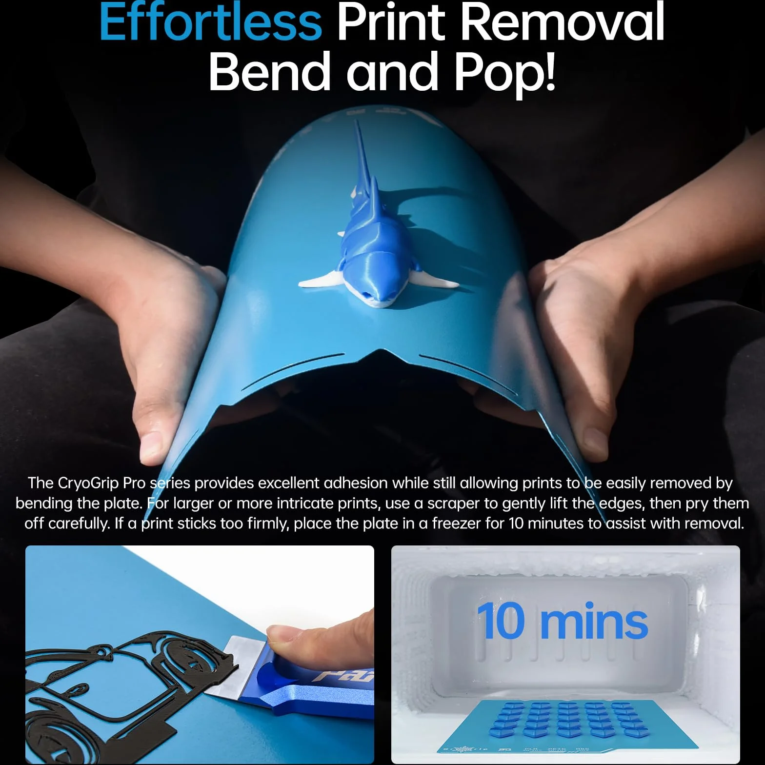 BIQU CryoGrip Pro Frostbite Cold Build Plate dla Snap-Maker U1 3D Printer, płyta ze stali sprężynowej, 276X301mm, druk w temperaturze pokojowej, dwustronny
