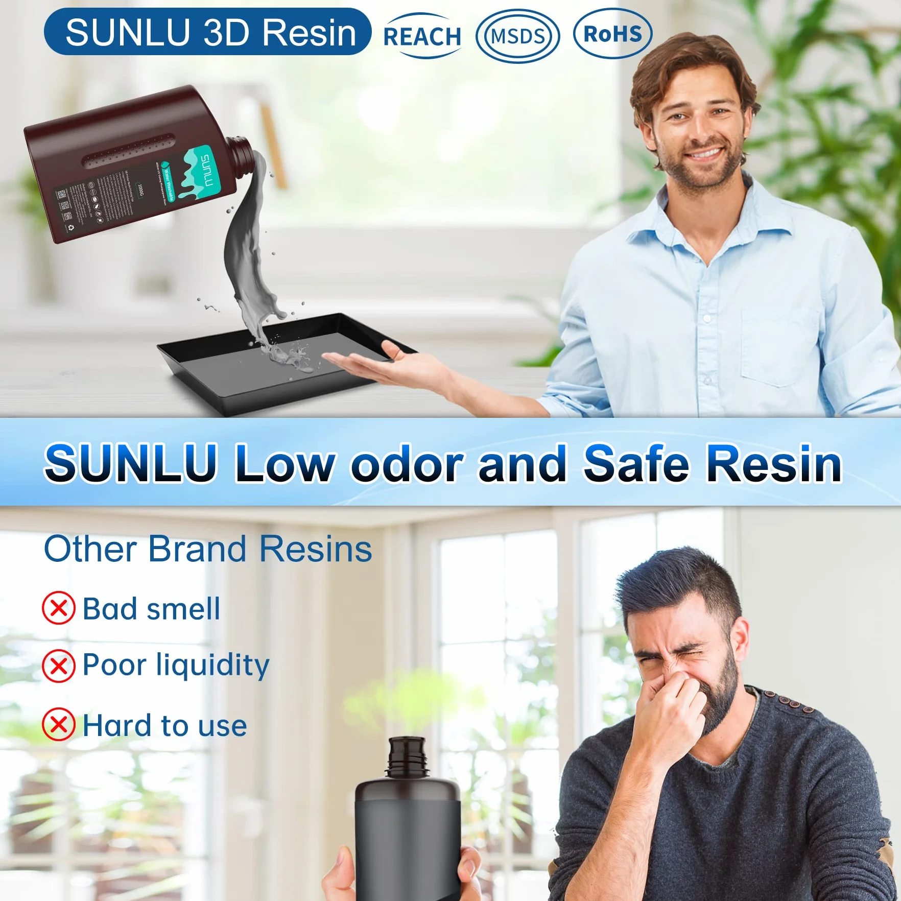 SUNLU Żywica UV 405 nm standardowa do drukarek 3D 4/6/8K LCD DLP SLA 2 kg czarna