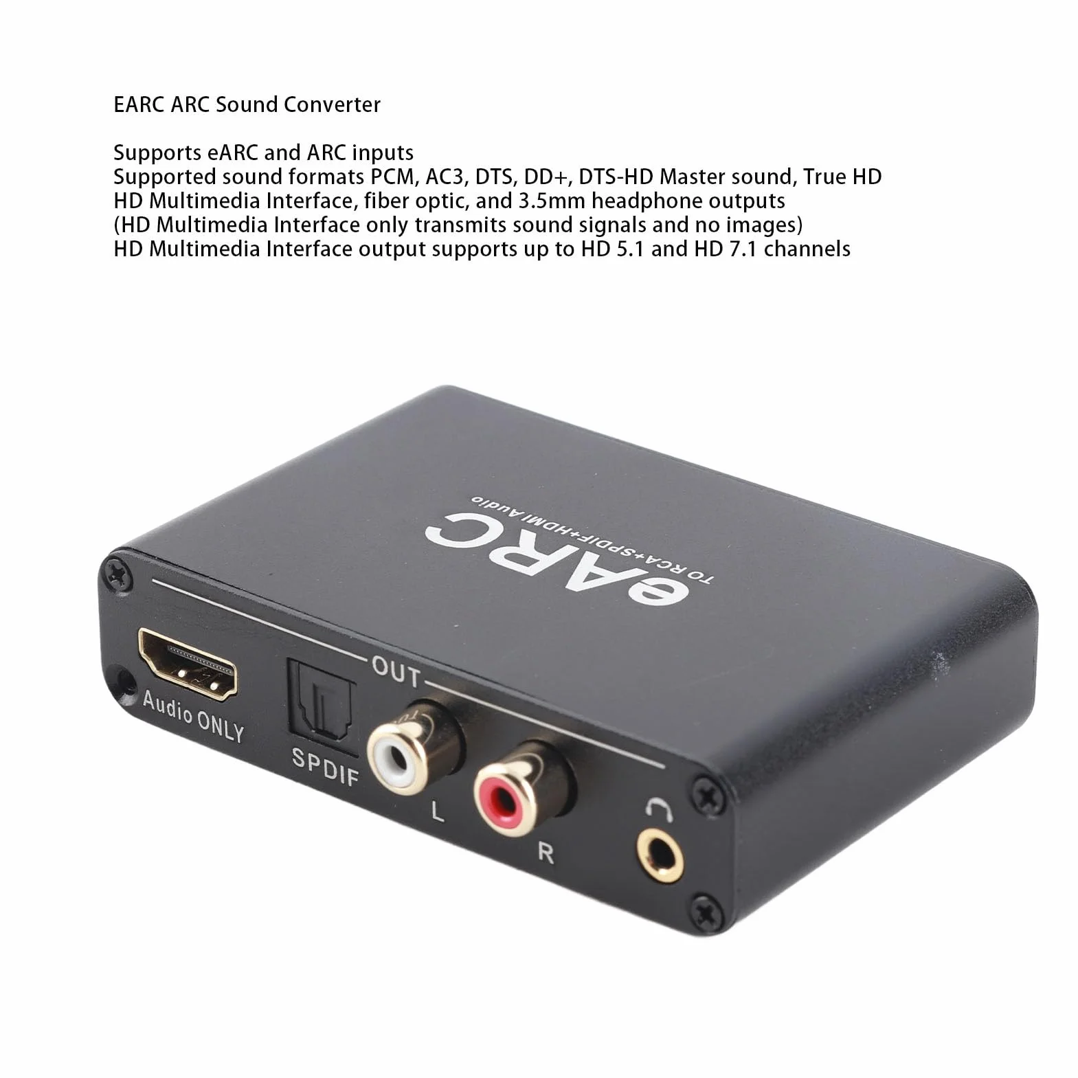 SENECESLI EARC Audio Extractor, HDMI ARC, Converter Audio Audio do HDMI/Optical / 3,5 Mm Ekstraktor Dźwiękowy, dla Wzmacniacza Głośników Telewizyjnych do Systemu Dźwiękowego