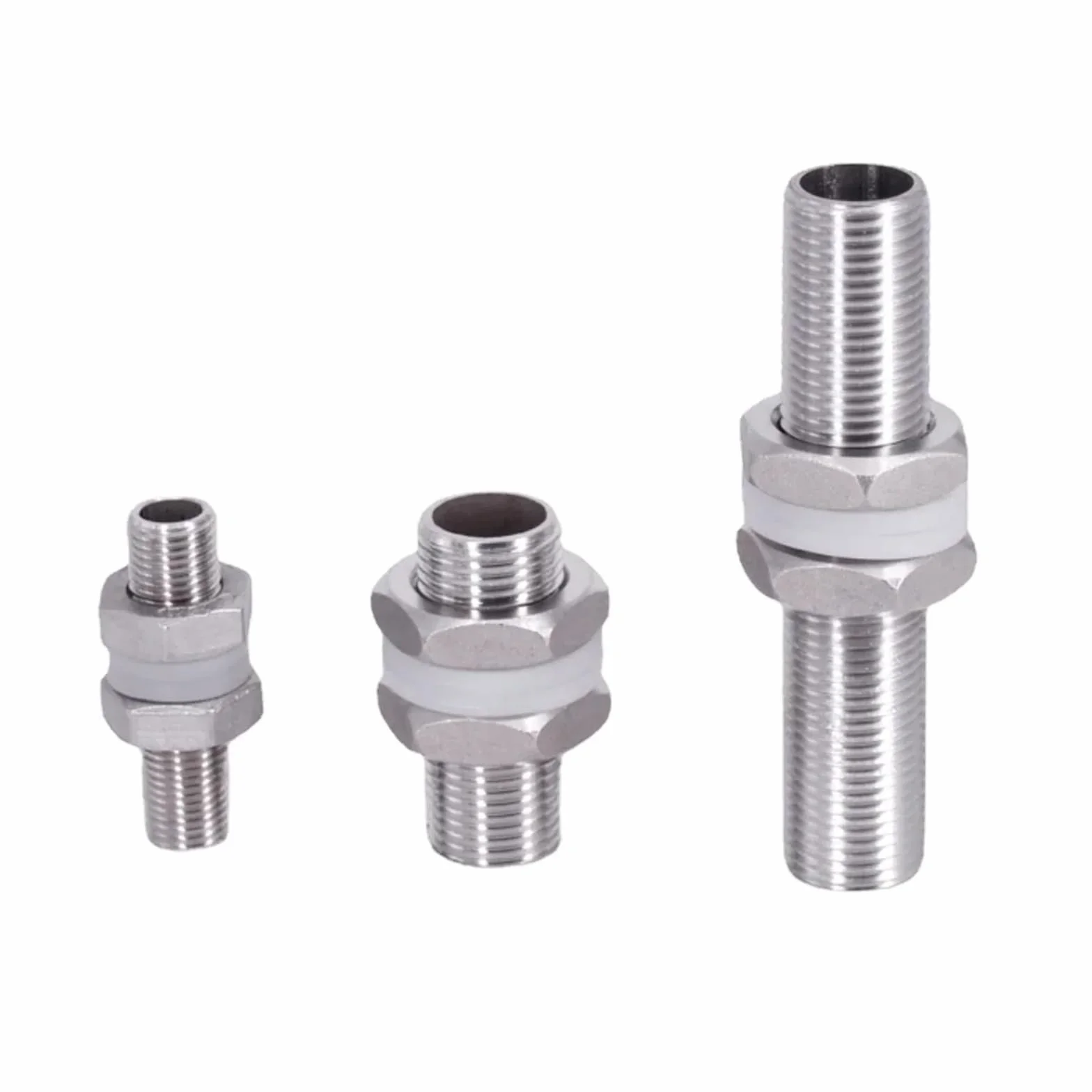 1/2" Stainless Steel Full Thread Bulkhead Lock Pipe Fitting Water Tank 75mm