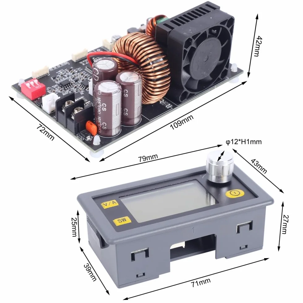 XY-6020L 1200 W DC-DC Step Down Power Supply Module 6-70 V 0-60 V 0-20 A CVCC regulowany transformator napięcia LCD