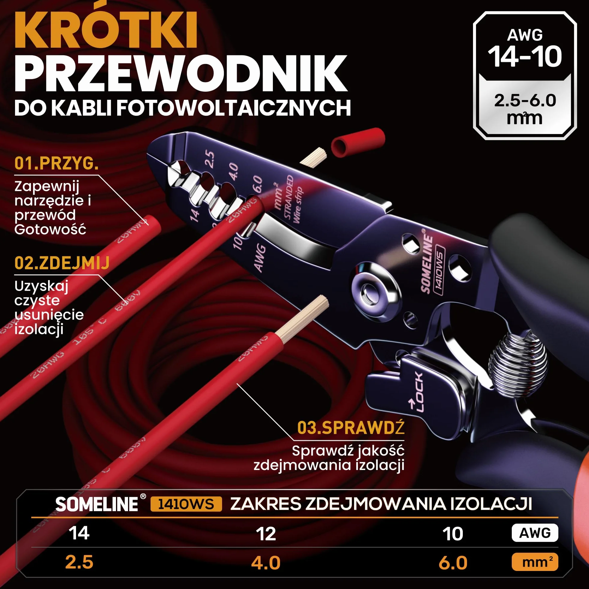 SOMELINE Zestaw szczypiec do zaciskania złączy solarnych, do kabli 2,5-6mm², 12-częściowy męski żeński wtyk kablowy do paneli słonecznych, 1 para kluczy do kabli do paneli