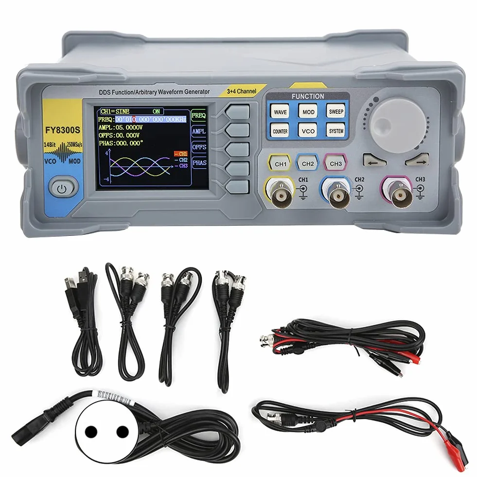 Funkcja 60 MHz Generator Sygnału o Przebiegu Arbitralnym, 3 Kanały, 4 Poziomy Wyjściowe TTL dla Wysokiej Dokładności Pomiaru Częstotliwości (FY8300S-20M Wtyczka EU)