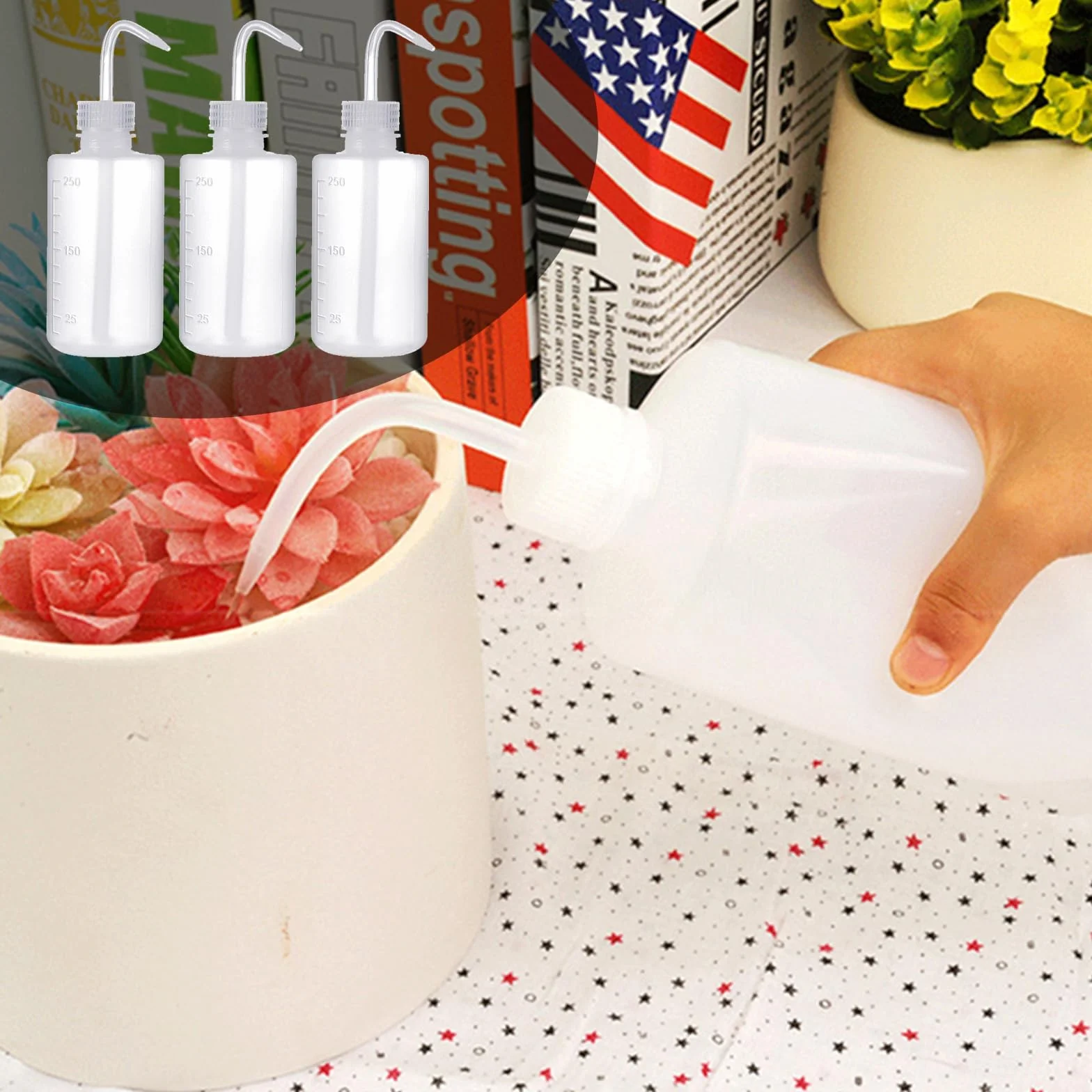 3 sztuki butelki do mycia, 250 ml, plastikowe butelki do wyciskania, plastikowa butelka do mycia laboratoryjnego, butelka do mycia wyciskania, przezroczysta butelka z rozpylaczem, Kiuiom