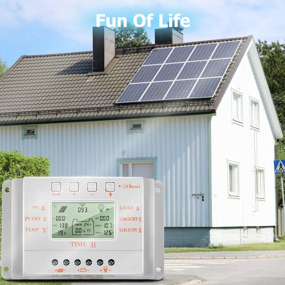 SolaMr 10A Solar Charge Controller 12V/24V Auto Identification Intelligent Regulator z wyświetlaczem LCD M10
