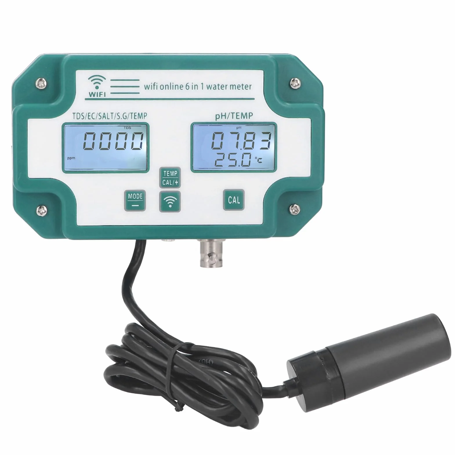 Miernik Jakości Wody Funkcja 6 w 1 Miernik Jakości Wody PH TDS EC SG Analizator Temperatury Soli Monitor Jakości Wody(EU Plug)