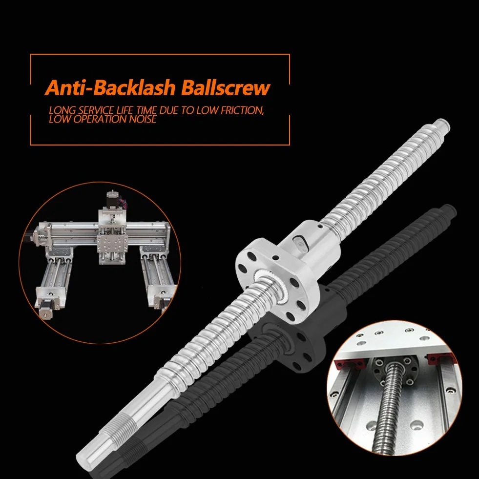 Kugelumlaufspindel, SFU1605 300mm Gewindespindel Kein Stick Slip Effekt Wenige Erwärmung Reduzierte Antriebsleistung Gesamtlänge 300mm Schraubendurchmesser 16mm