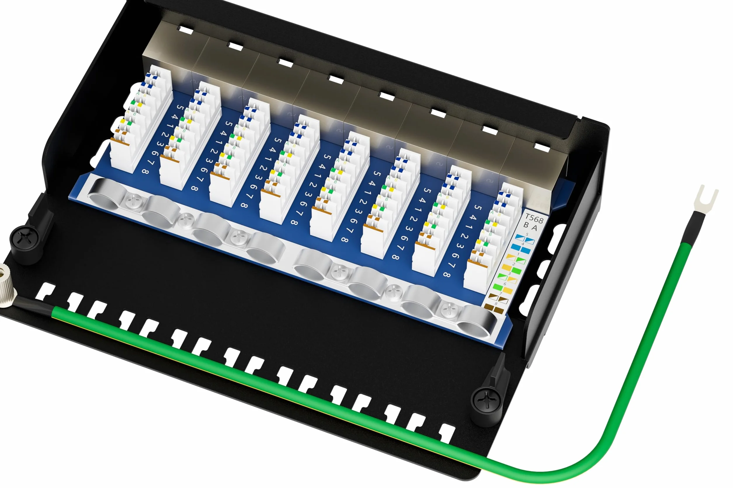 Panel krosowy CAT 7 8 portów RJ45 ekranowany LSA