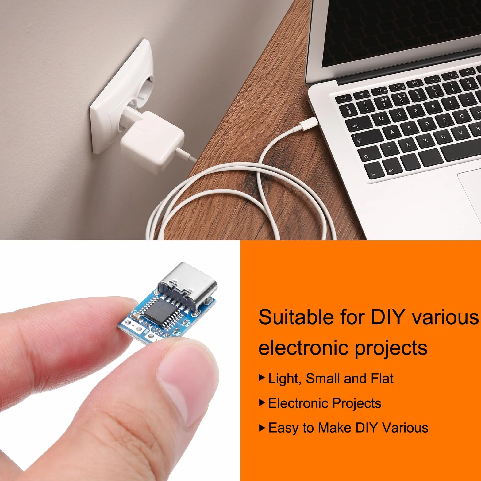 QUARKZMAN 5 sztuk USB-C PD 9 V DC moduł wyzwalacza napięcia stałego, 0,7 x 0,4 cala, gniazdo 5 A typu C, wejście do szybkiego ładowania, płytka Decoy do zasilacza notebooka, kolor niebieski