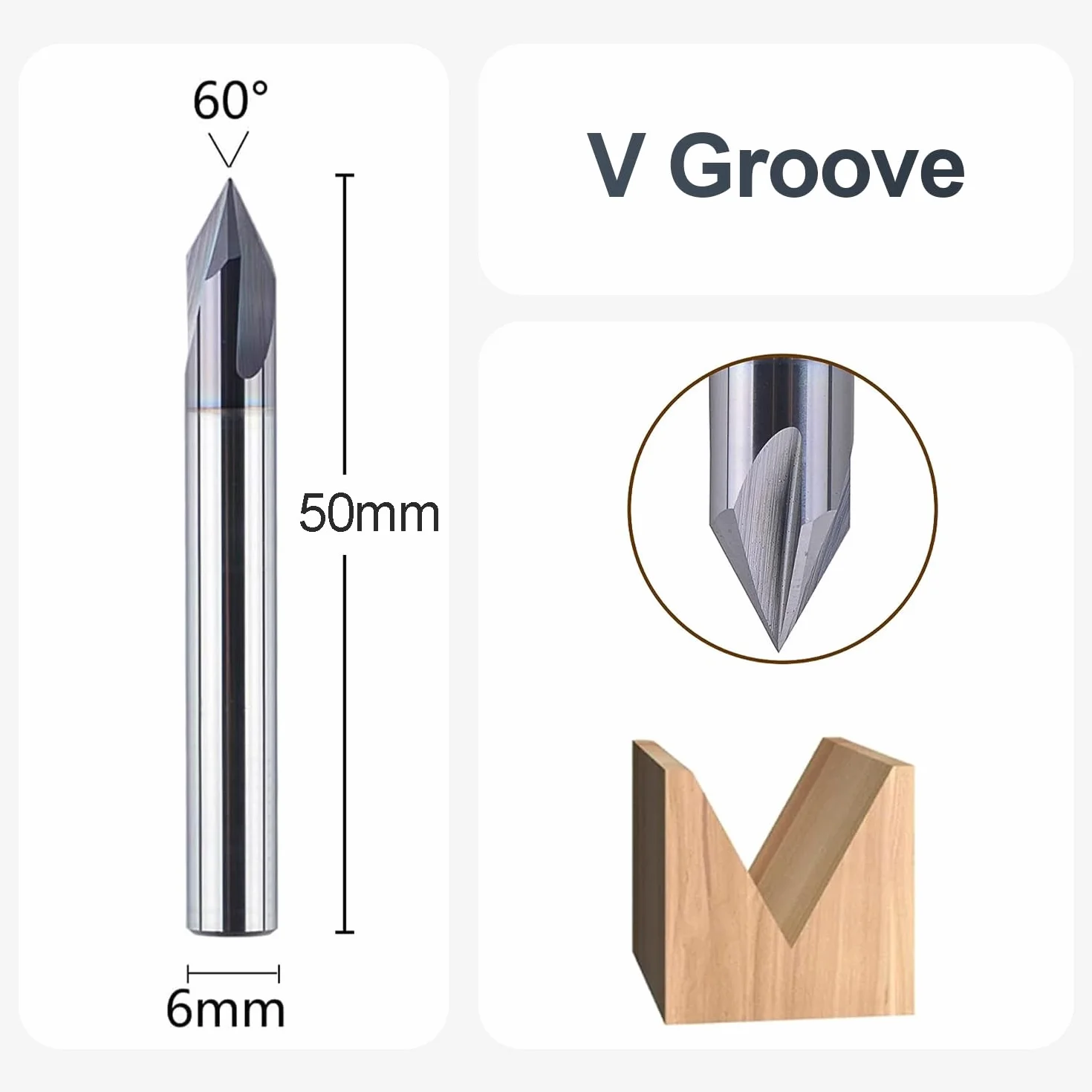 SpeTool Frez do fazowania VHM 6 mm 60 stopni 3 flety TiAlN