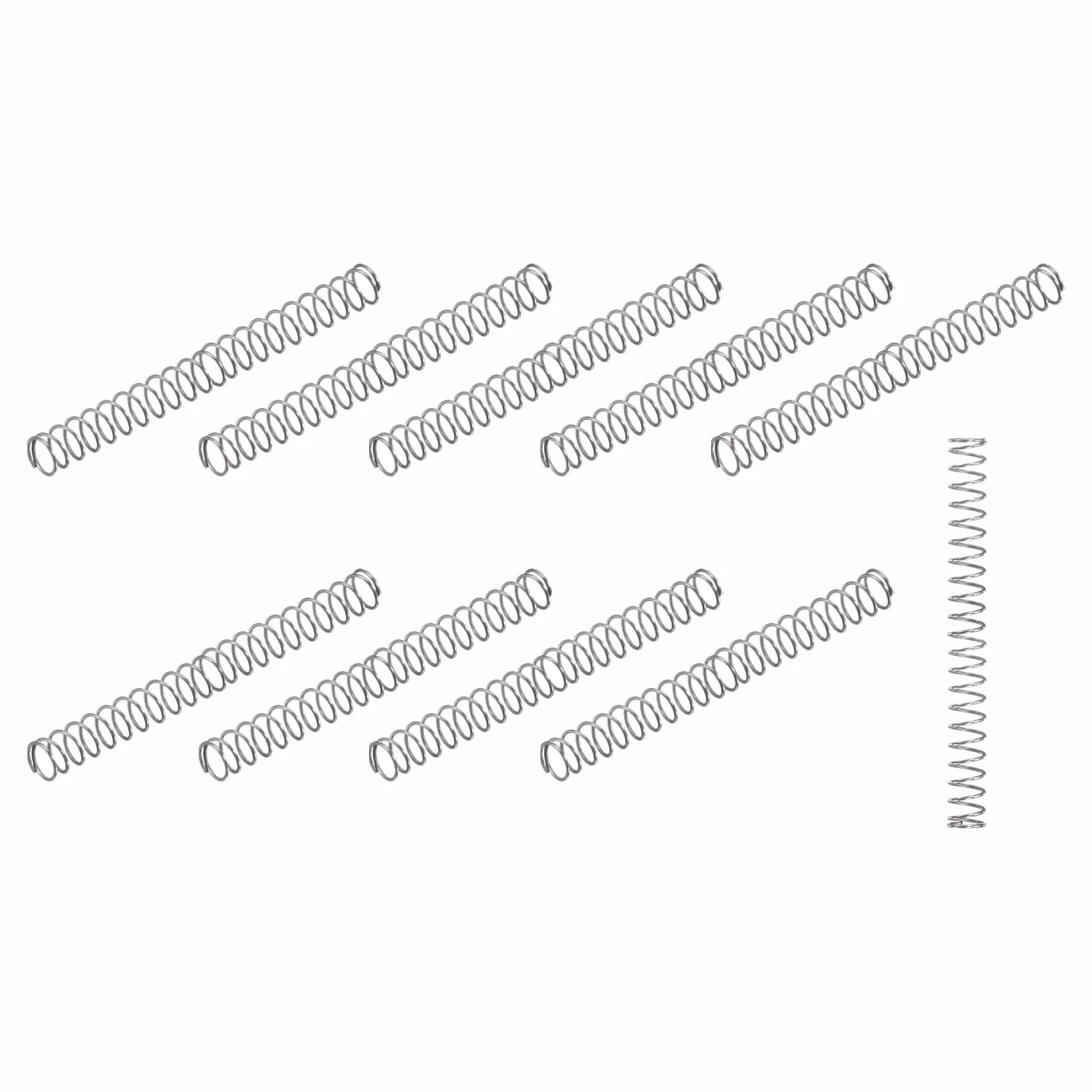 METALLIXITY Sprężyny naciskowe (średnica zewnętrzna 0,4 x 3 mm, długość swobodna 40 mm) 10 szt., sprężyna przedłużająca ze stali nierdzewnej 304 - do napraw w sklepie i domu, projektów DIY, srebrny