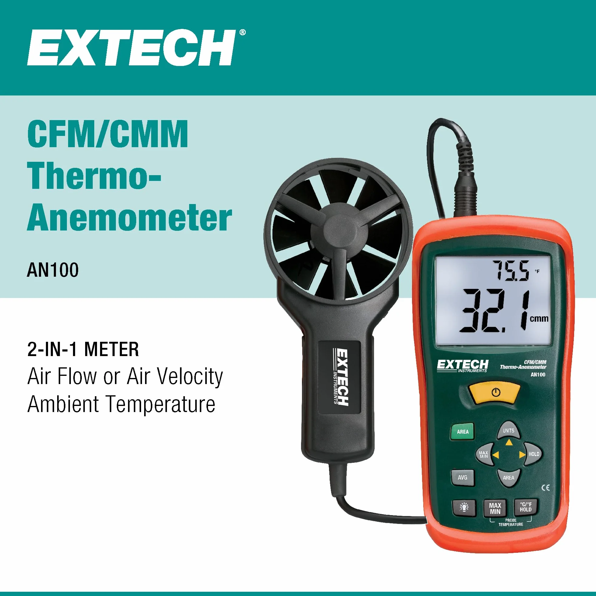 Extech Instruments AN100 CFM/CMM mini termometr
