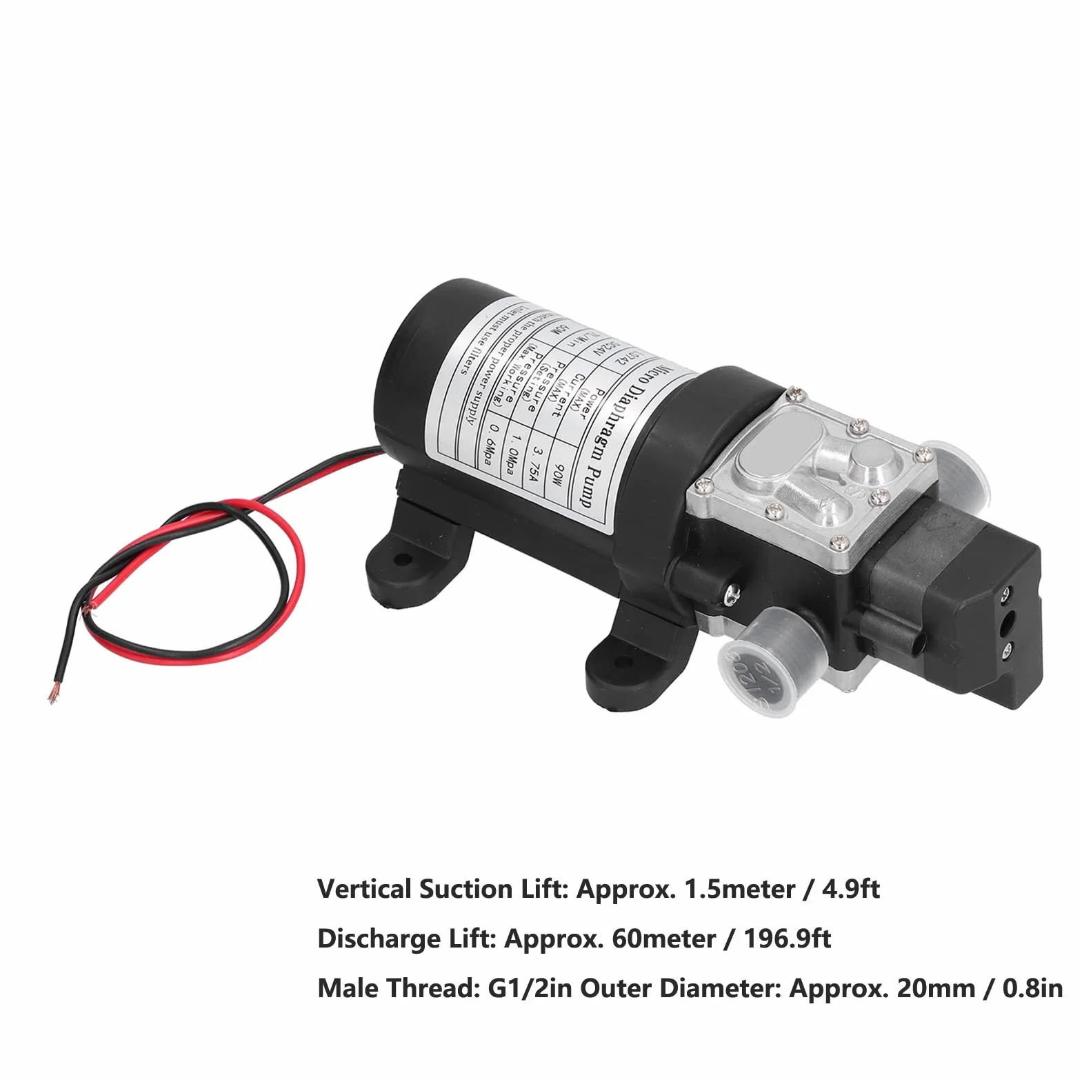 Garosa Mikroelektryczna Pompa Membranowa Samozasysająca 24 V DC 100 W, 7 L/min, 60 M Podnoszenia, z Wentylatorem Chłodzącym, do Oprysków Przemysłowych i Rolniczych W Gospodarstwie