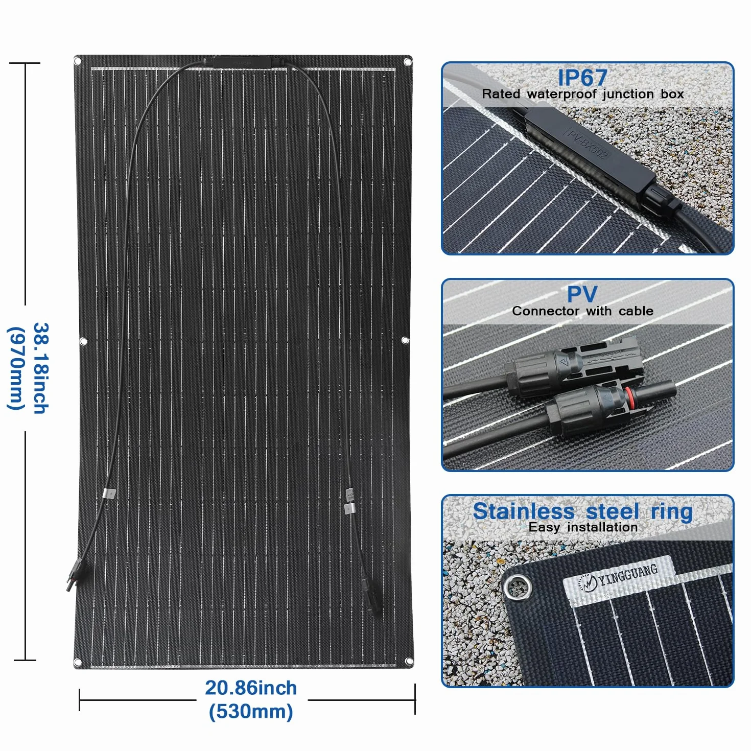 Elastyczny Moduł Solarny 100W Monokrystaliczny Panel Słoneczny ETFE 24V/12V