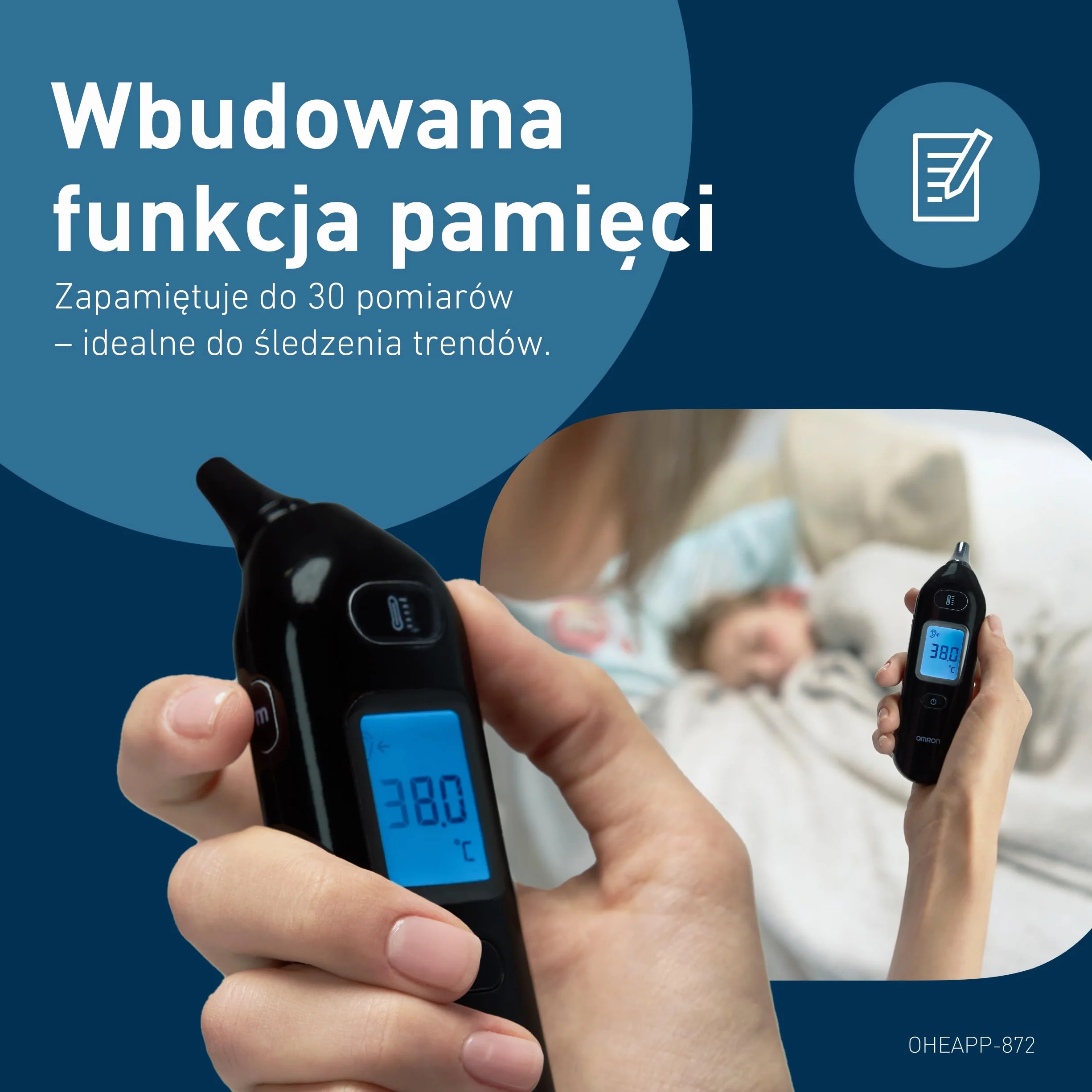 OMRON Gentle Temp 533, Cyfrowy Termometr Douszny na Podczerwień dla Niemowlęta, Dzieci i Dorosłych, Termometr Douszny z Szybkim 1-sekundowym Pomiarem i Konstrukcją bez Używania Jednorazowej Osłonki