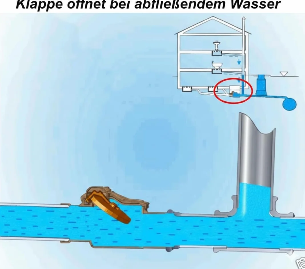 Zasuw zwrotny Ø DN110 z zamykaną klapą, zawór zwrotny Ø DN 110, z podwójną klapą zwrotną, podwójna klapa zwrotna, ochrona przed szczurami do rur HT - KG (DN 110 - dwie klapy)