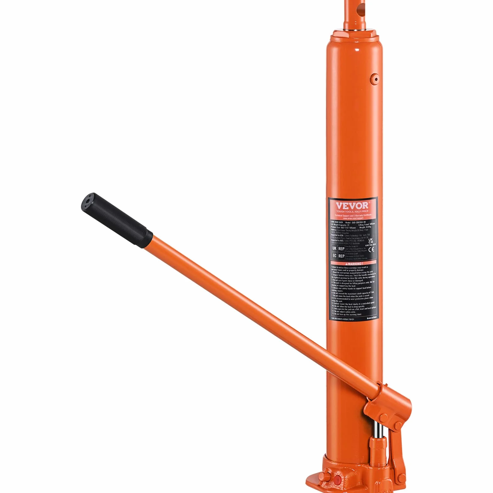 VEVOR Hydrauliczny podnośnik samochodowy 4 t cylinder z pojedynczą pompą tłokową płaską podstawą