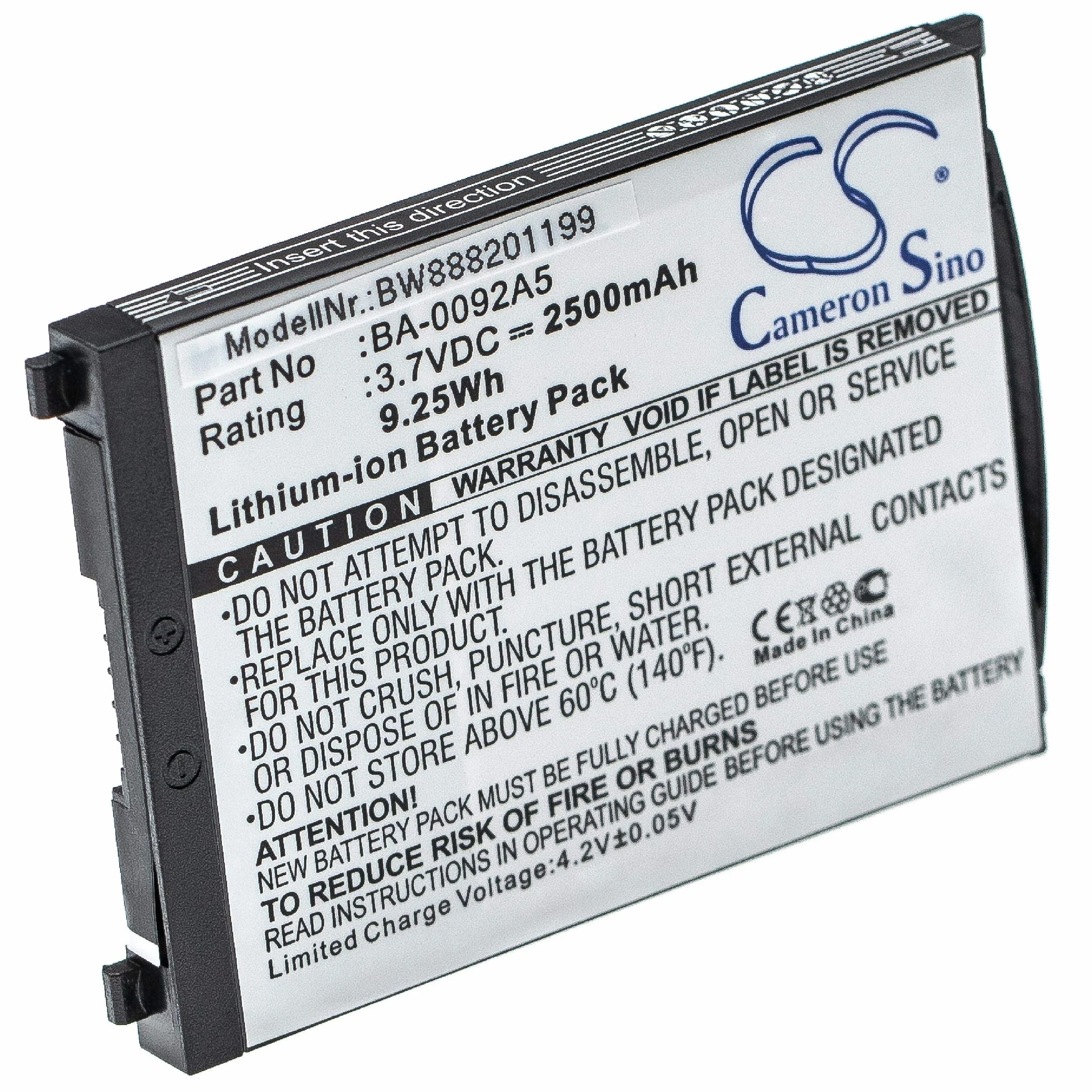 vhbw Akumulator zastępczy do CipherLab BA-0092A5, 2500 mAh, 3,7 V, litowo-jonowy do skanera kodów kreskowych POS