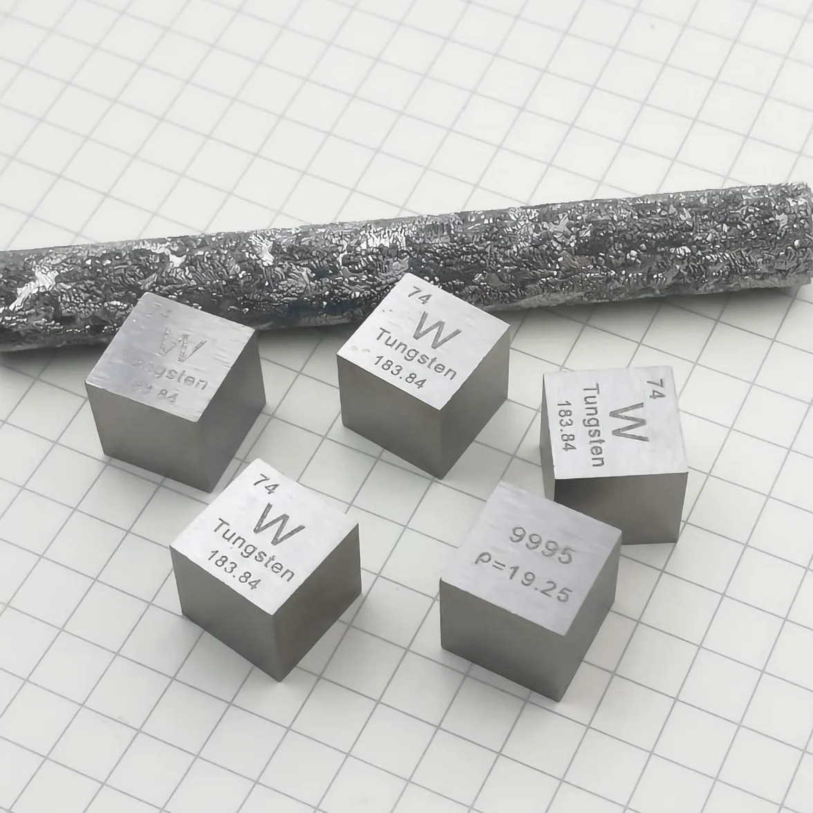 Sześcian gęstości wolframu (W), laboratoryjny, 99,9% czystości, 10 mm