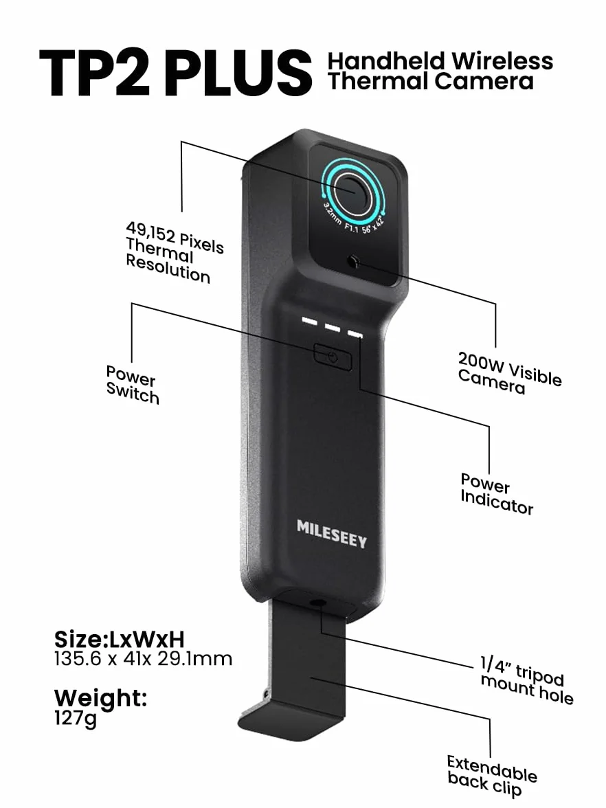 MiLESEEY TP2 Plus kamera termowizyjna 256x192 na podczerwień iOS Android -4°F~1022°C