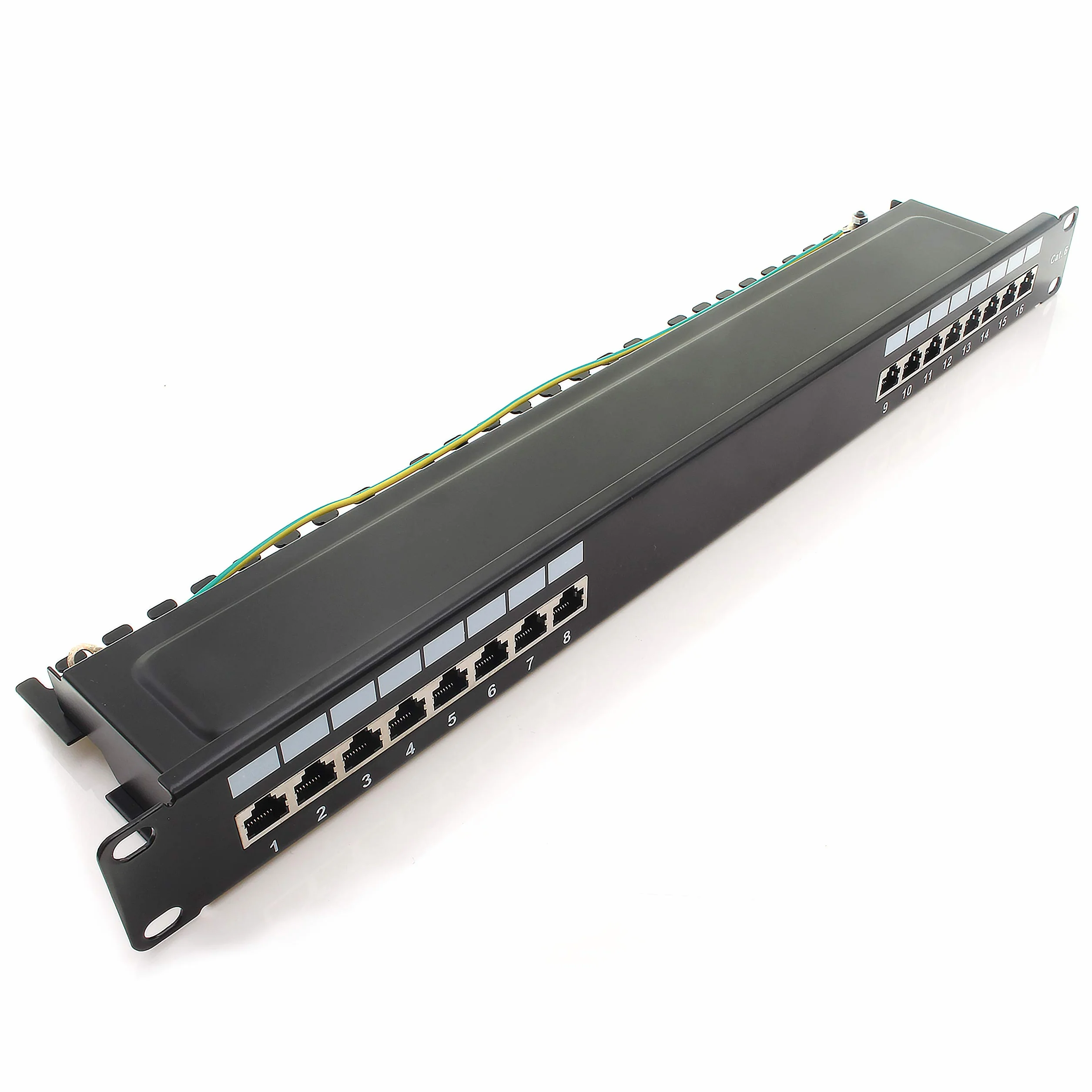 Panel krosowy CAT6 16 port czarny LSA+ RJ45 TIA 568 A/B