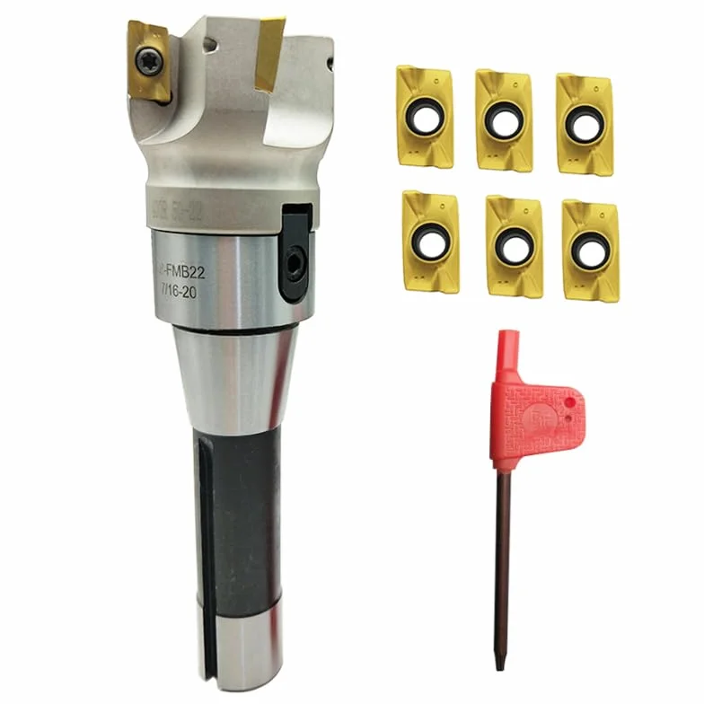 ASZLBYN R8 uchwyt narzędziowy R8-FMB22 7/16"-20 UNF adapter wrzeciona BAP400R 50-22-4T 90° flet głowica frezu płaski APMT1604PDER CNC płytki do cięcia