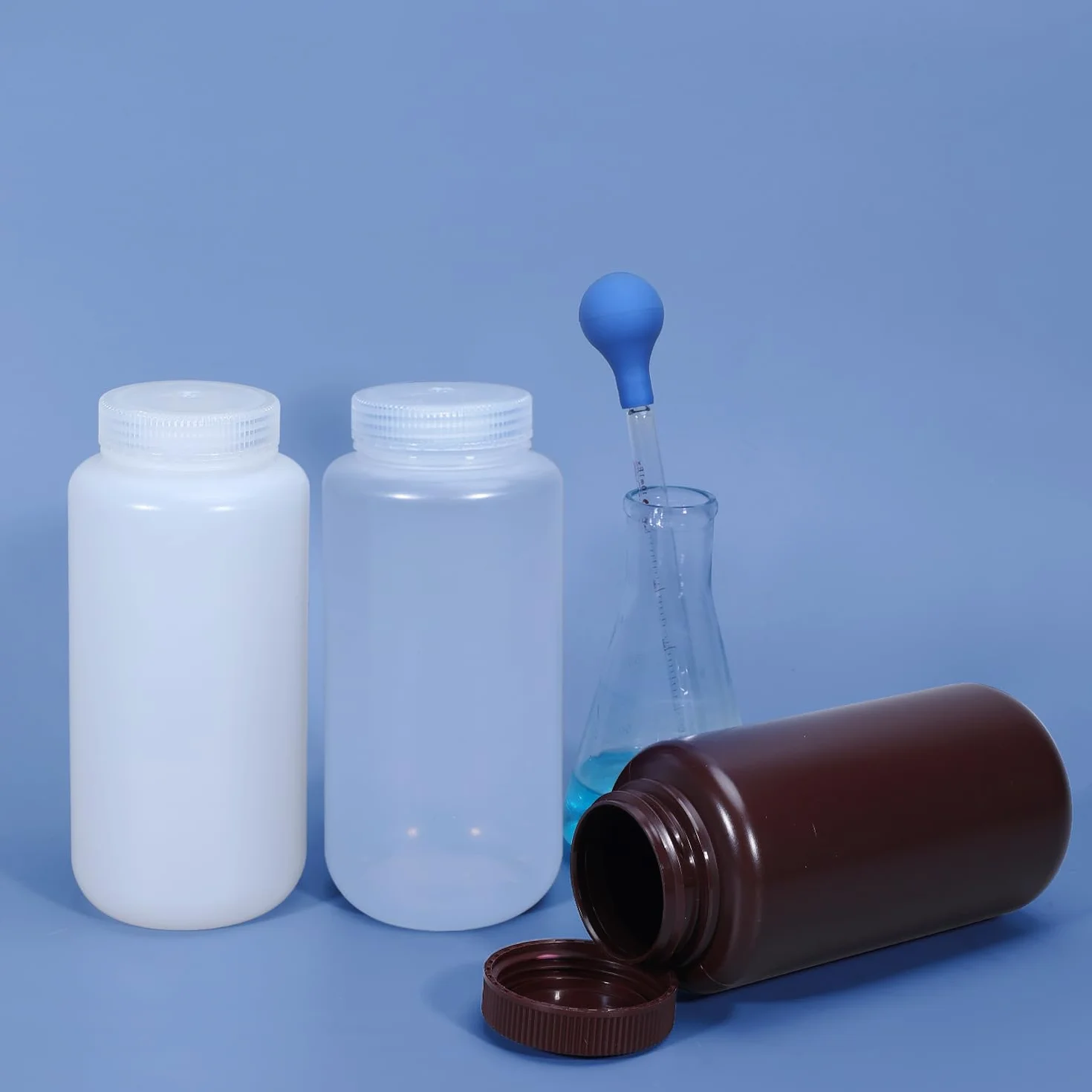 Butelka z tworzywa sztucznego z szerokim otworem, butelka z odczynnikiem laboratoryjnym, uszczelniona, zabezpieczona przed wyciekiem, przezroczysta, butelka HDPE do butelek na tabletki