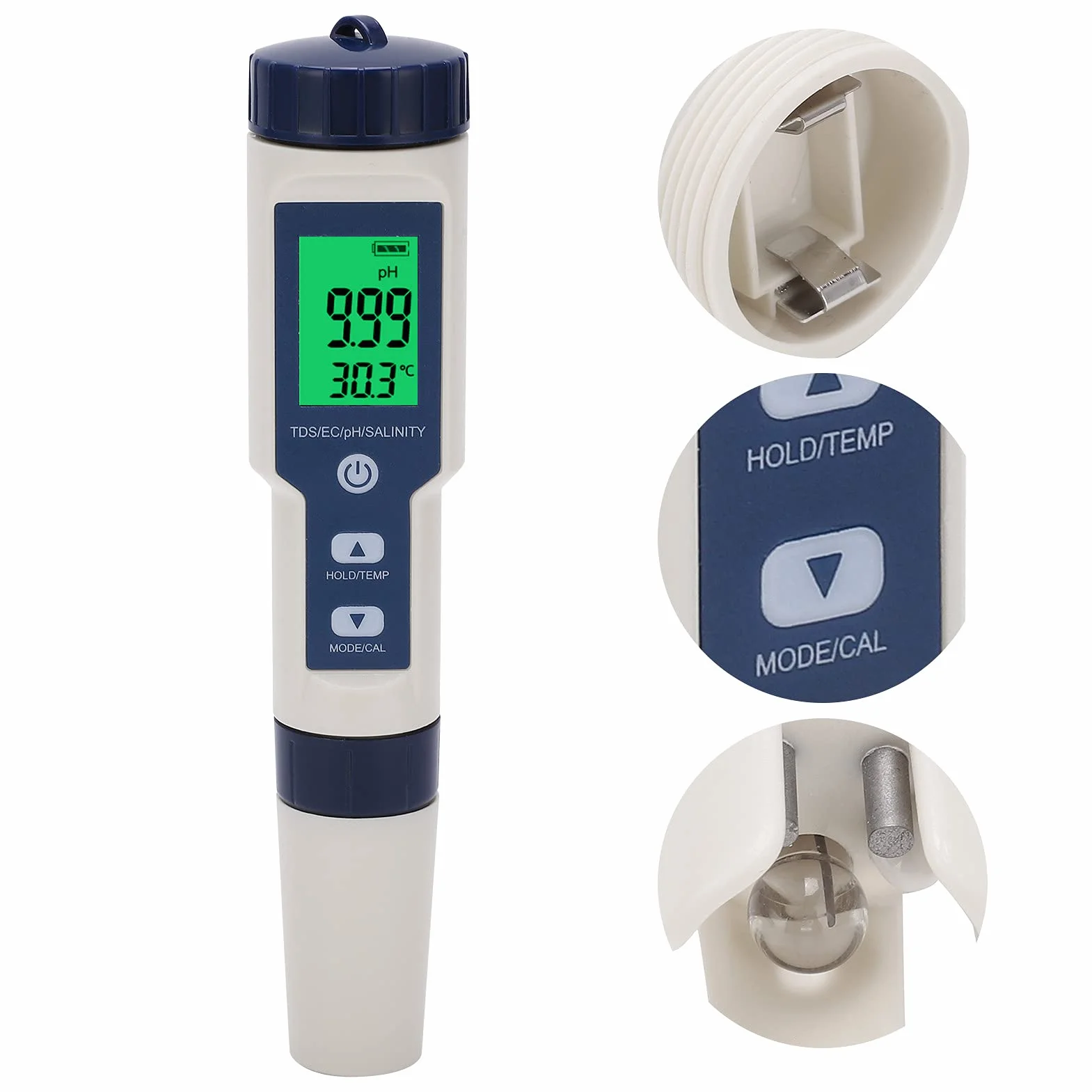 EZ‑9909SP Pióro do Testowania Jakości Wody 5 w 1 do Pomiaru PH, TDS Zasolenia i Temperatury IP 67 Wodoodporny, Pyłoszczelny Automatyczne Rozpoznawanie Analizator EZ‑9909SP PH