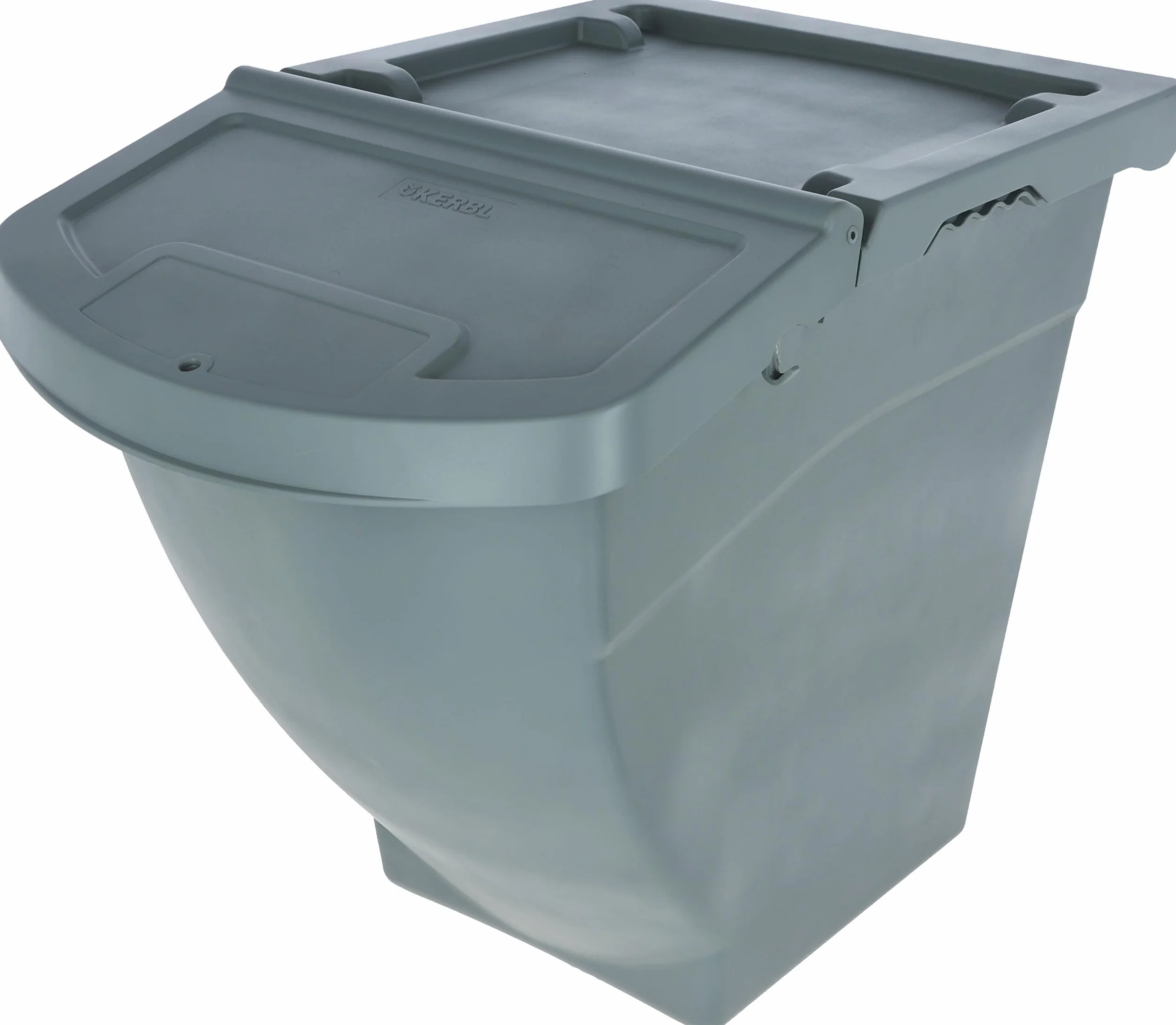 Kerbl Pojemnik na karmę można układać w stos, z pokrywką – 40 litrów (wymiary 57,8 x 39 x 34,5 cm, waga 0,22 kg, kolor szary, tworzywo sztuczne) 3210252
