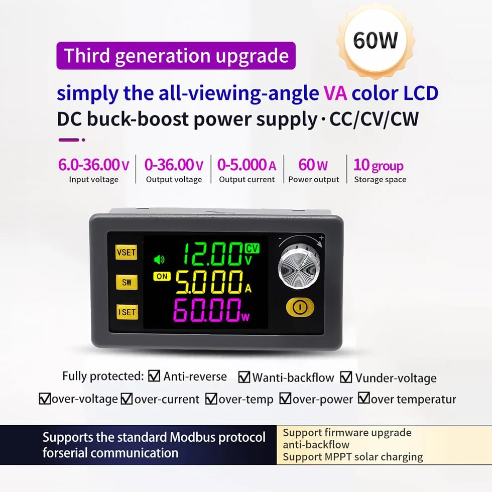 Regulowany przetwornik Buck-Boost DC6-36V 60W regulator napięcia z wyświetlaczem LCD