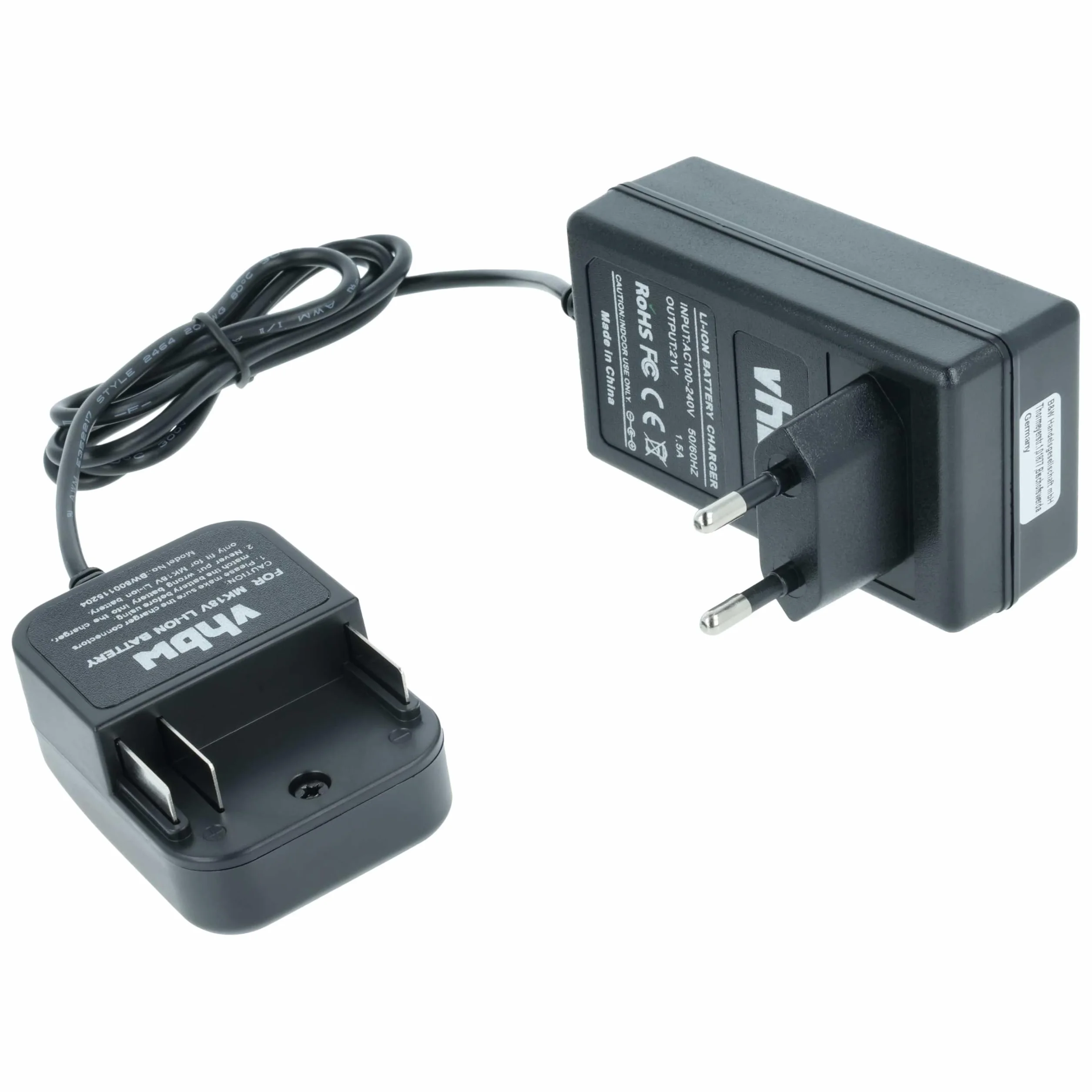 vhbw Ładowarka kompatybilna z Makita BO180DZ, BPB180, BPB180F, BPB180Z, BPJ140, BPJ180, BPT351, BPT351RFE Baterie narzędziowe Li-ION (18V)