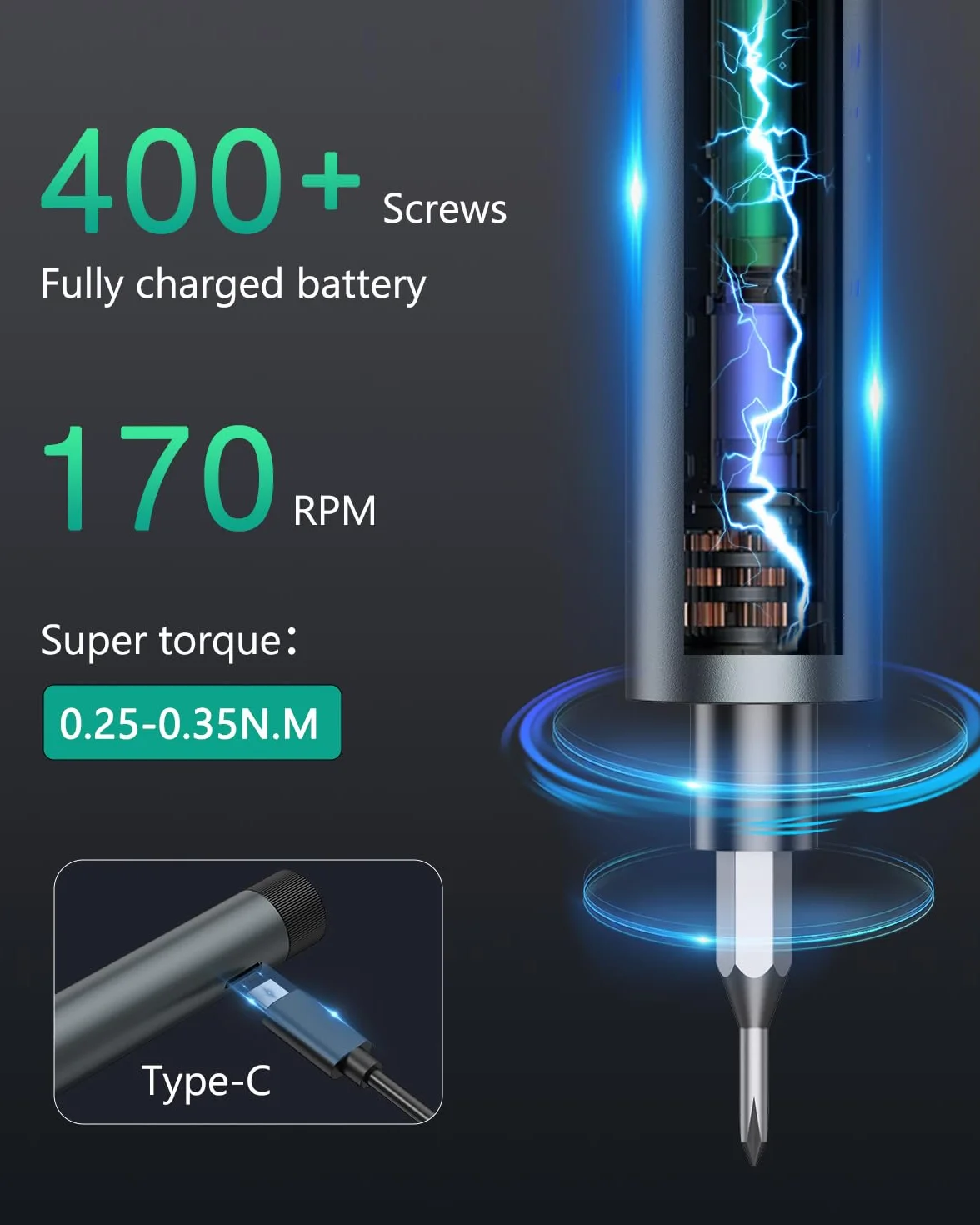 ORIA Wkrętak elektryczny, zestaw wkrętaków precyzyjnych 49 w 1 z 47 końcówkami, 2 lampki LED, akumulatorowy zestaw narzędzi do naprawy komputera, laptopa, zegarka