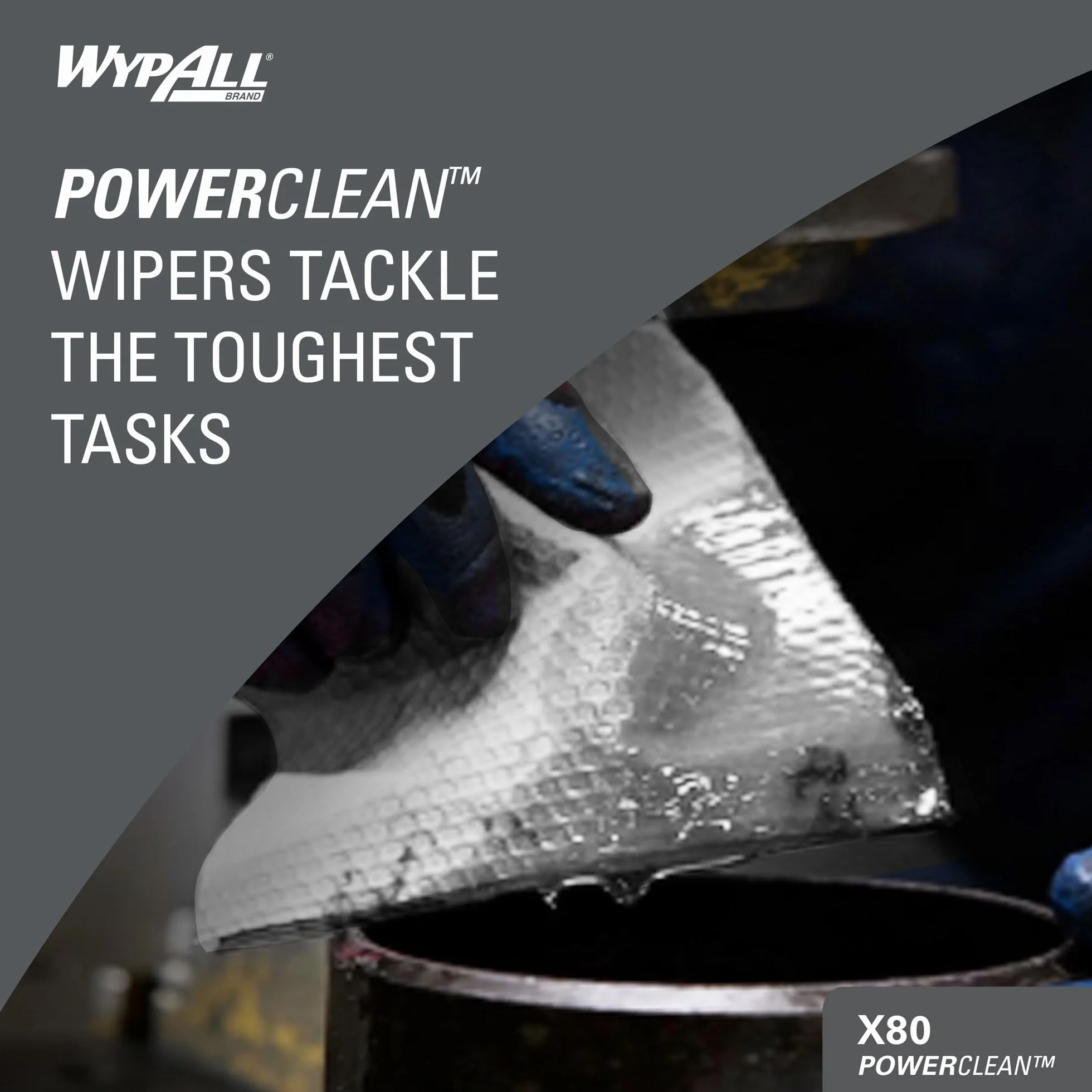 WypAll X80 Power Clean Heavy Duty 8252-2 zestaw do czyszczenia midi na rolce, 1 rolka x 180 ściereczek do polerowania