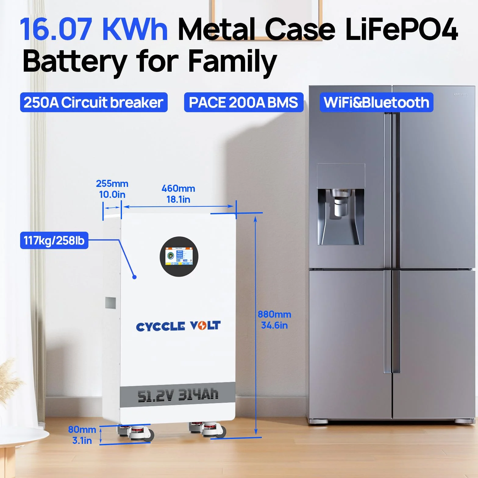 Akumulator LiFePO4 48V 300Ah 16kWh z BMS 200A Wi-Fi Bluetooth RS485 CAN