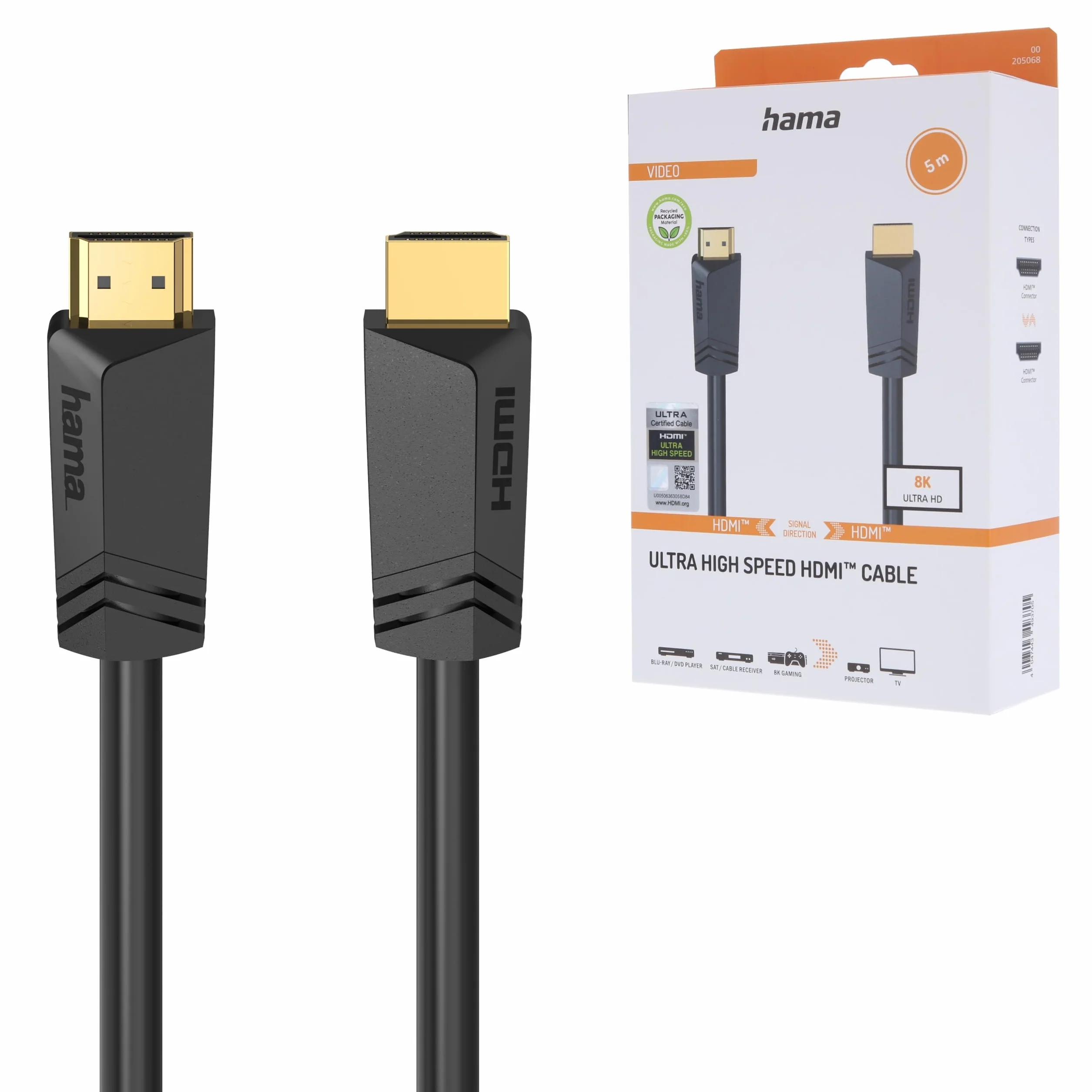 Hama Kabel HDMI 5m Ultra High Speed 48 Gbit/s 4K/8K eARC HDR 120Hz