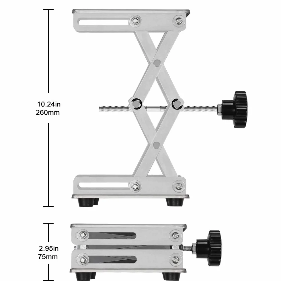 Labasics podnośnik nożycowy 150 x 150 mm ze stali nierdzewnej wysokość podnoszenia 75-260 mm nośność 10 kg