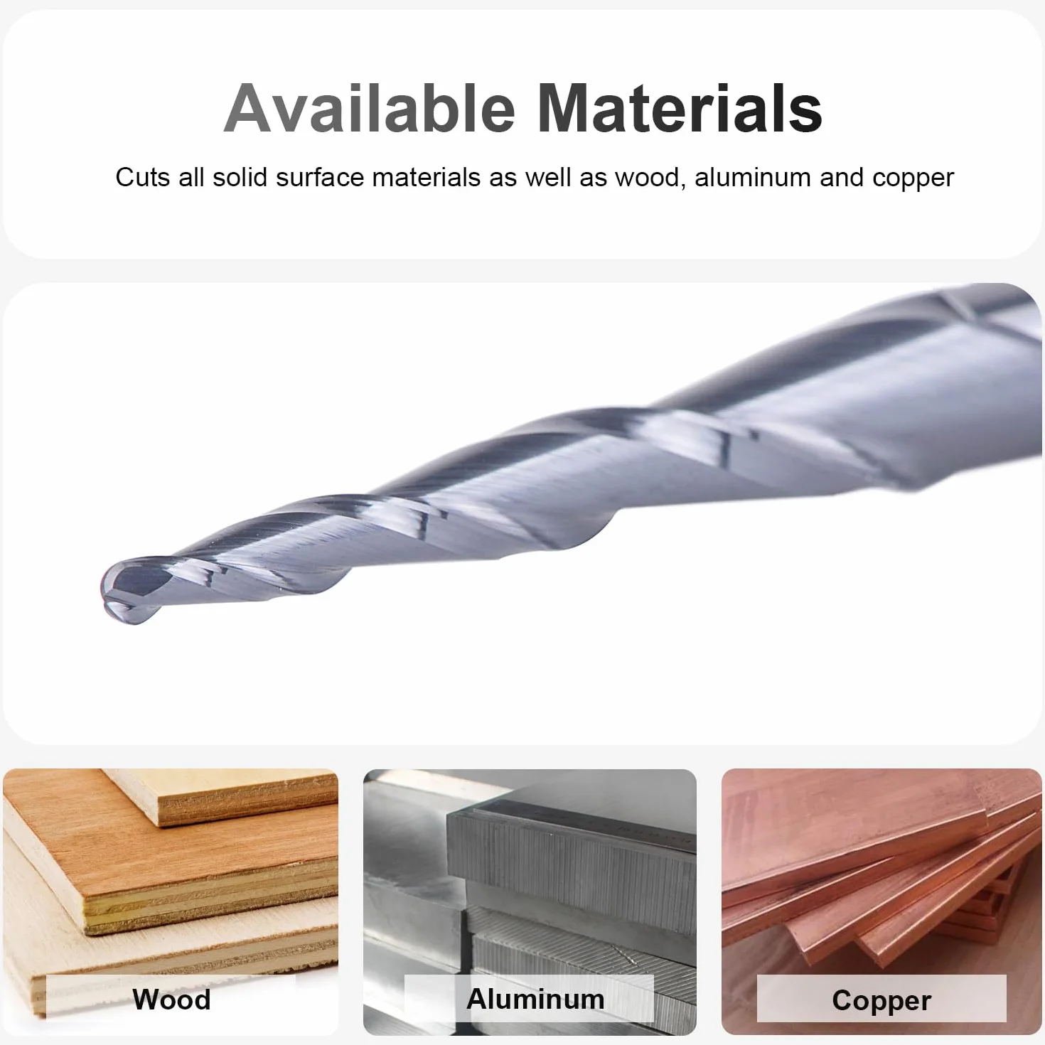 SpeTool Frez z palcami 6 mm Stożkowa kulka do nosa CNC Promień 1,0 mm, grawerowanie z węglika wolframu, frez kulisty, z powłoką TiAIN