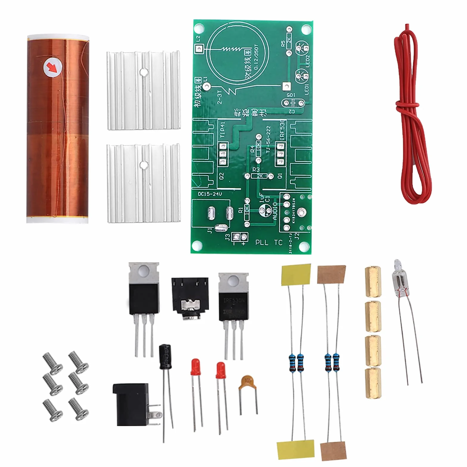 Moduł Cewki Tesli, Głośnik Plazmowy łuku Mini Cewka Tesli DIY Elektroniczny Zestaw Narzędzi 15W DC 15-24V 2A, Elektroniczny moduł Nauczania Cewki Tesli, Cewka Transmisji