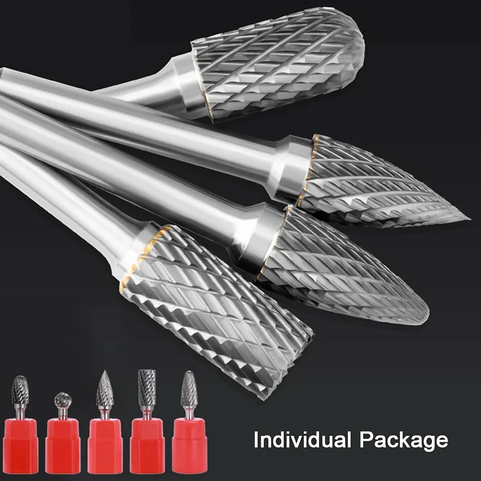 Wiertarka 5szt Frez Metal Ołówki Zestaw Diamentowe Frezy Rotary Plik Wolfram Stal Narzędzia Obrotowy Burr 6x10mm