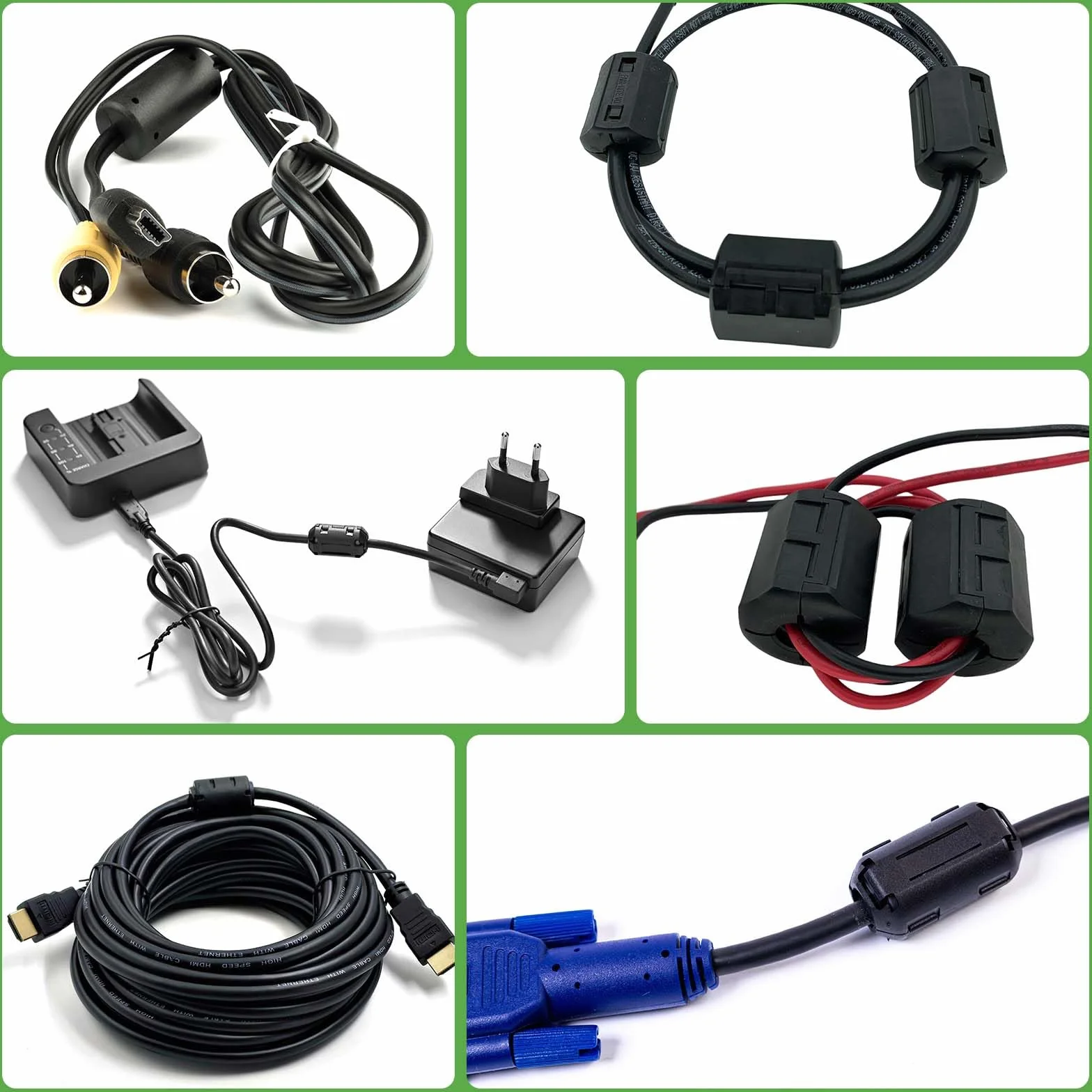 QUARKZMAN 4 sztuki wkładanych pierścieni ferrytowych, RFI EMI, filtr redukcji szumów, klips kablowy, koraliki ferrytowe do 3,5 mm USB Audio Video kabel do transmisji danych, czarny, cylindryczny