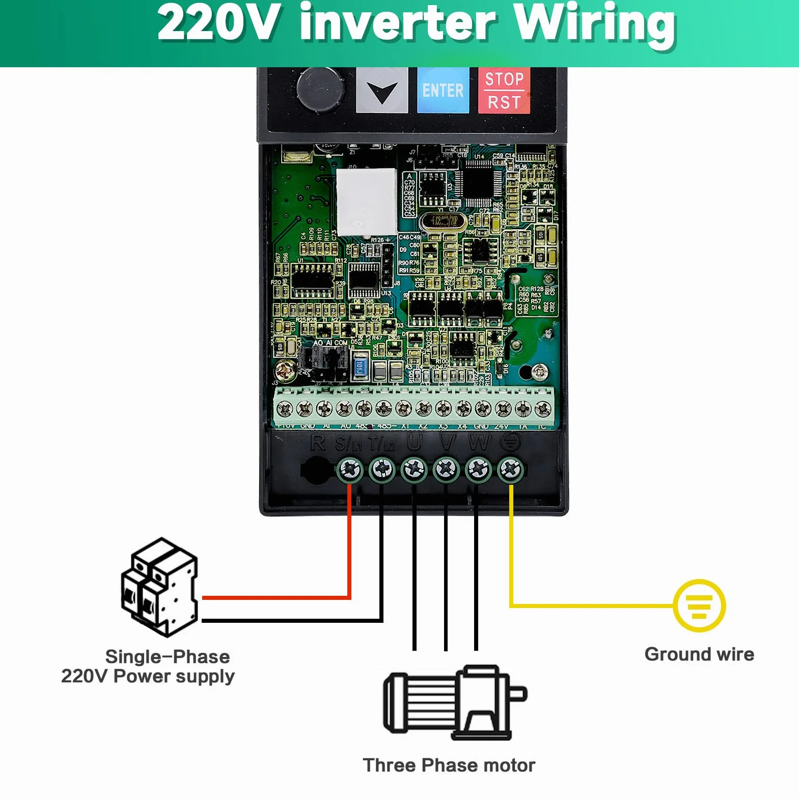 DEWIN przetwornica częstotliwości VFD 2,2 kW 220 V wejście 1-fazowe wyjście 3-fazowe regulator prędkości silnika