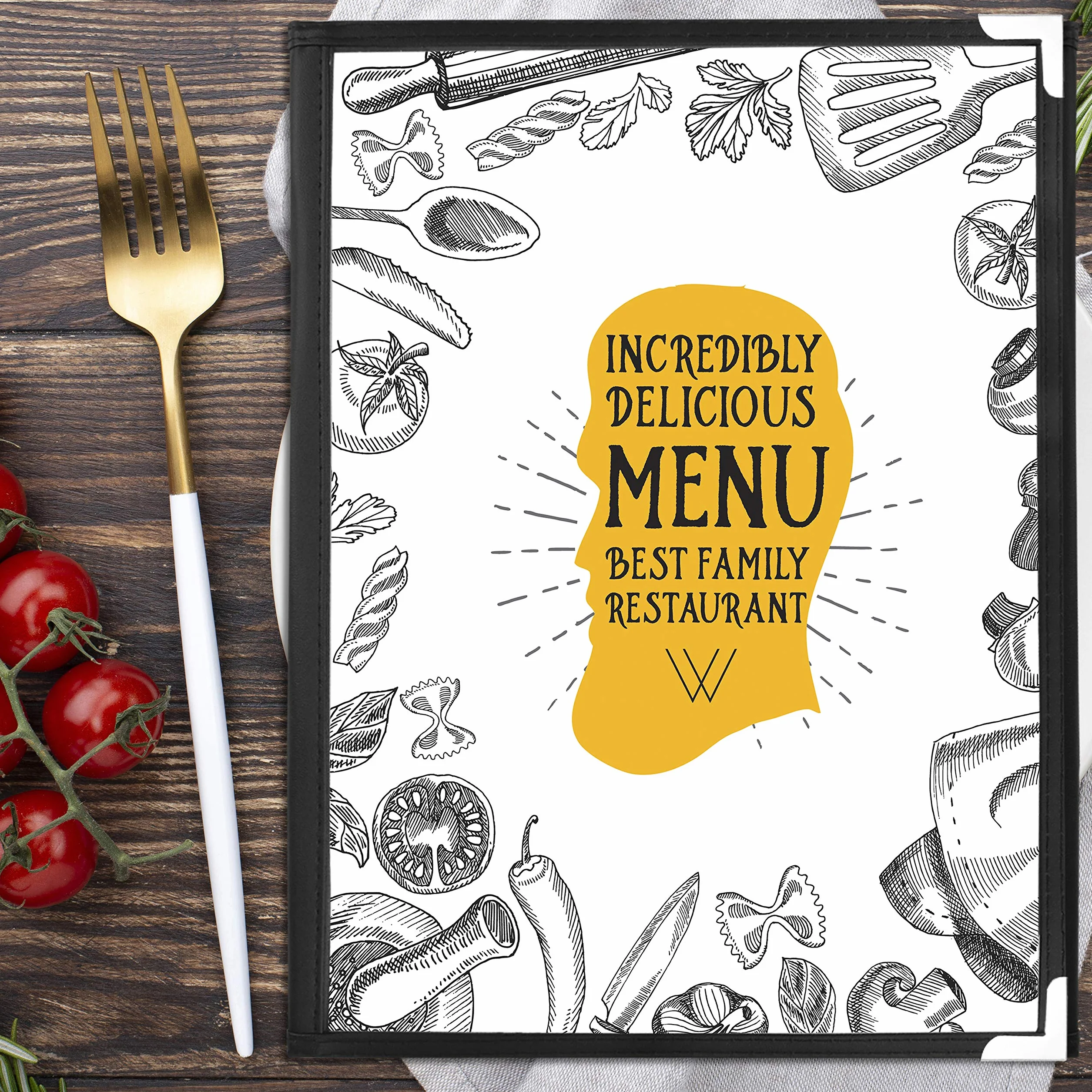 Kurtzy 3-Częściowa Składana Okładka Menu A4 (10 Sztuk) – Okładka Menu 3-Częściowa w Stylu Amerykańskim Przezroczysta – Czarna Okładka 3-Częściowa Menu z Zabezpieczonymi Rogami – Do Restauracji, Barów